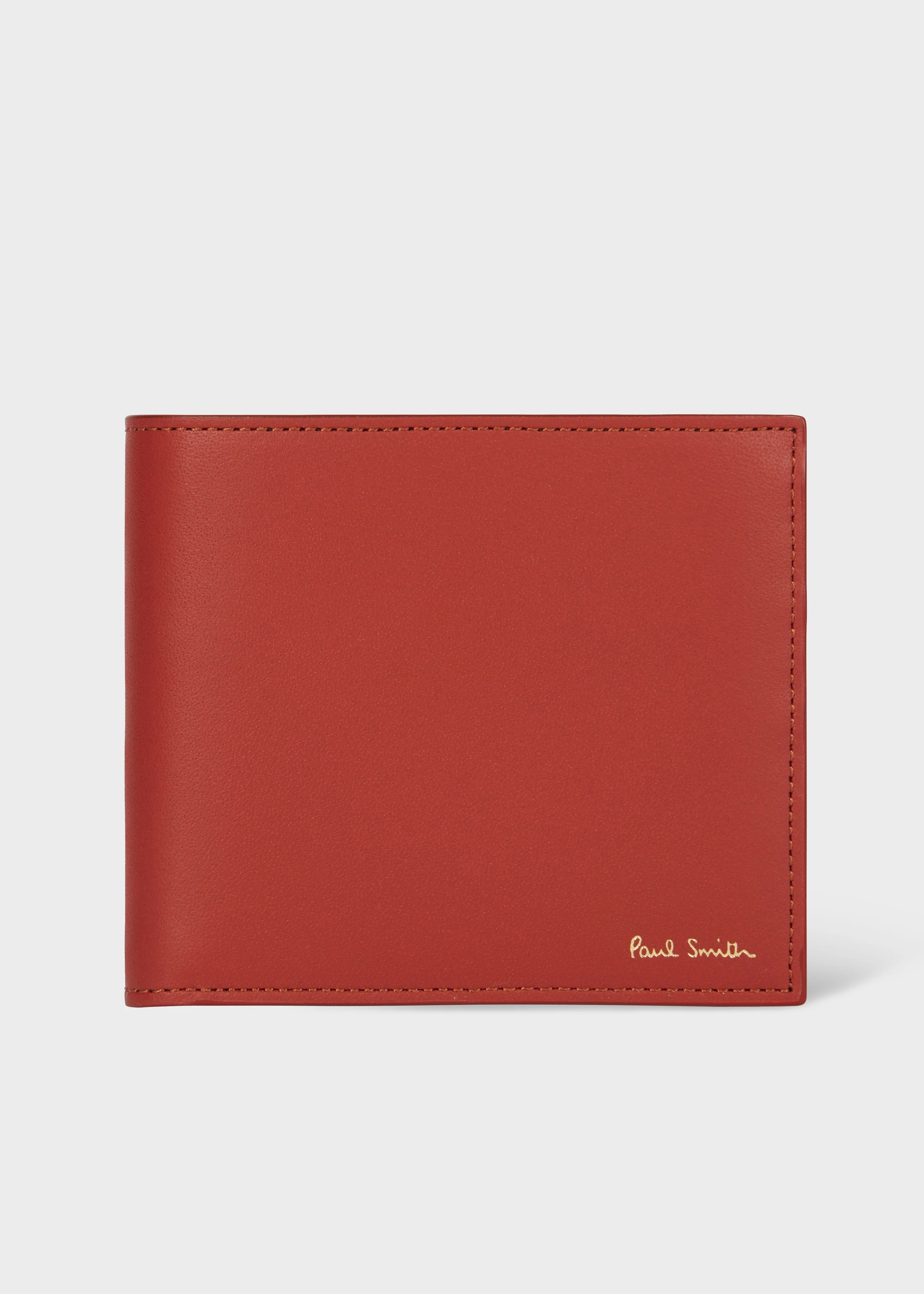 Brick Red Leather 'Signature Stripe' Interior Billfold Wallet - 1
