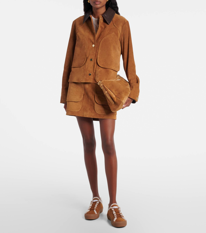 INUIKII Shearling-trimmed suede low-top sneakers outlook