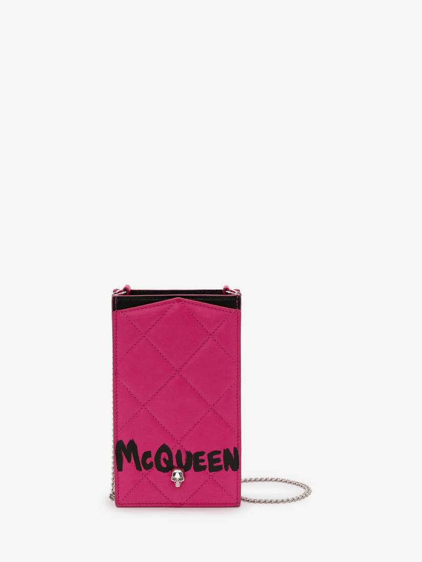 Mcqueen Graffiti Phone Case With Chain in Bobby Pink - 1