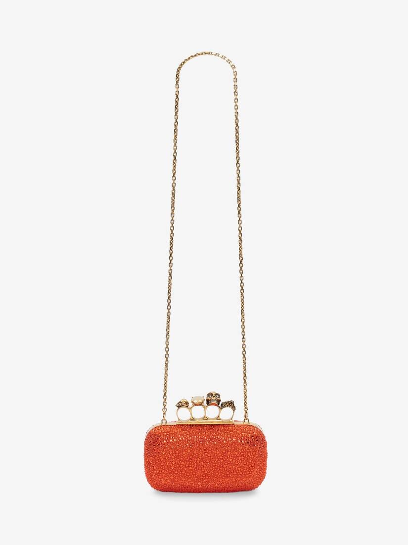 Women's Skull Four Ring Clutch in Orange - 5