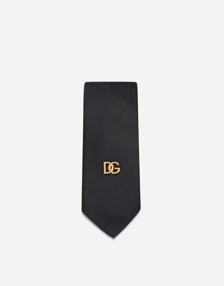 6-cm silk blade tie with metal DG logo - 2