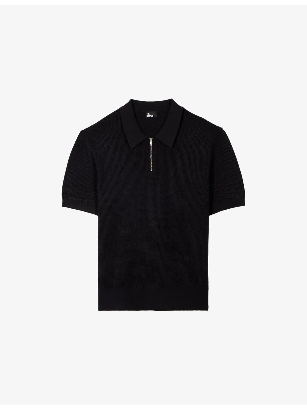 Waffle-Textured Zipped Knitted Polo Shirt - 1