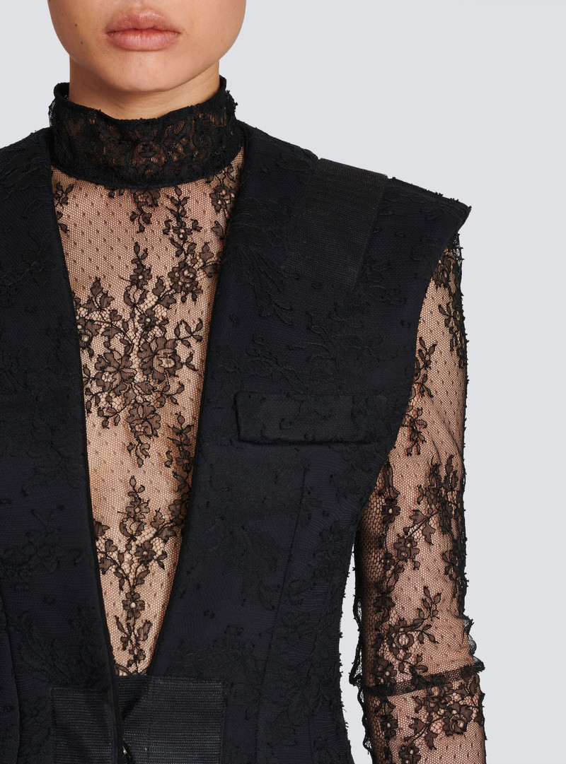 Sleeveless cotton lace blazer 7