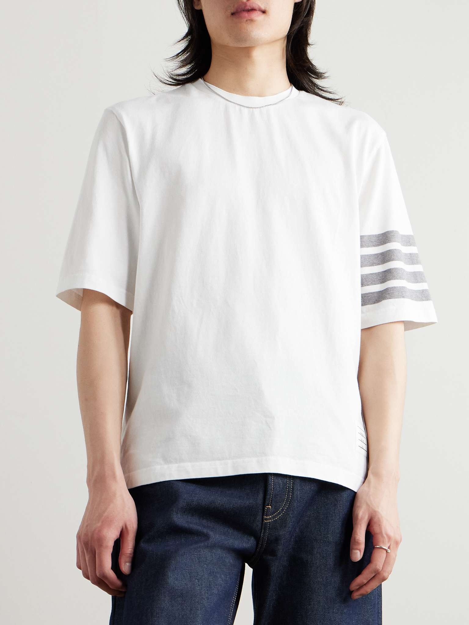 Logo-Appliquéd Striped Cotton-Jersey T-Shirt - 3