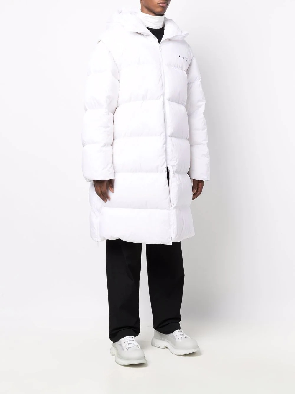 Hands Off logo hooded padded coat - 3