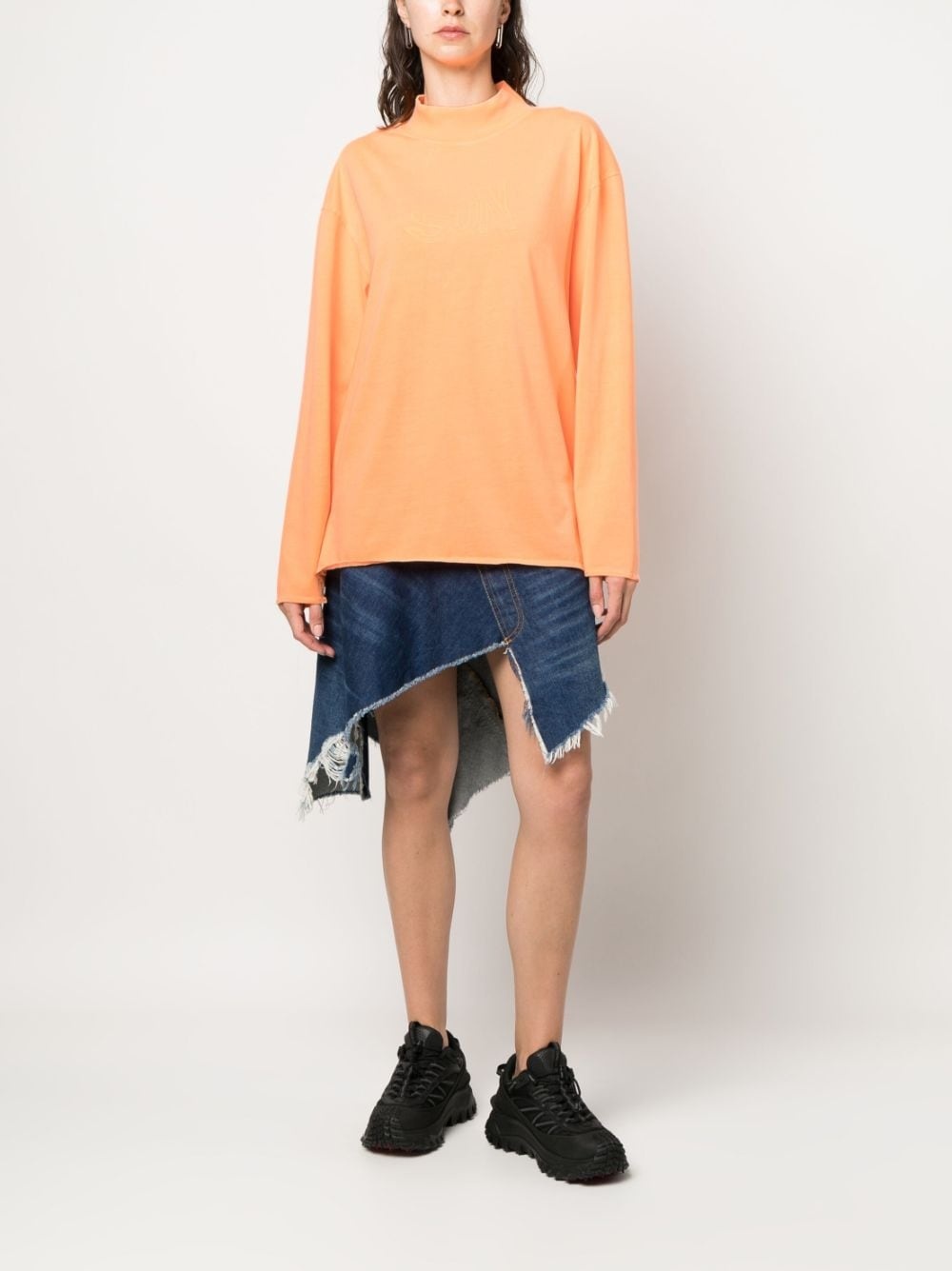 high-neck cotton sweatshirt - 3
