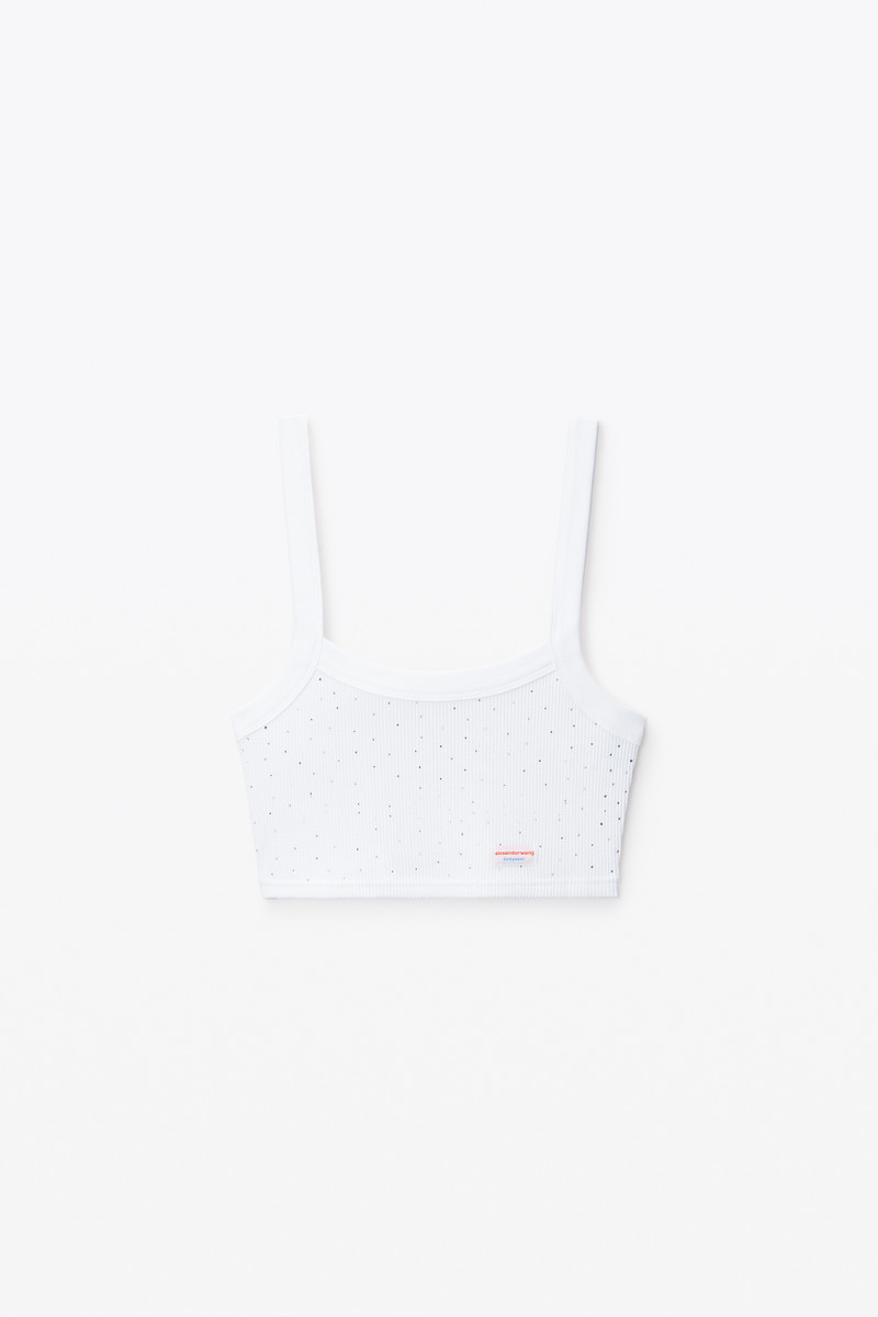 Crystal Hotfix Cropped Camisole in Waffle Knit 1