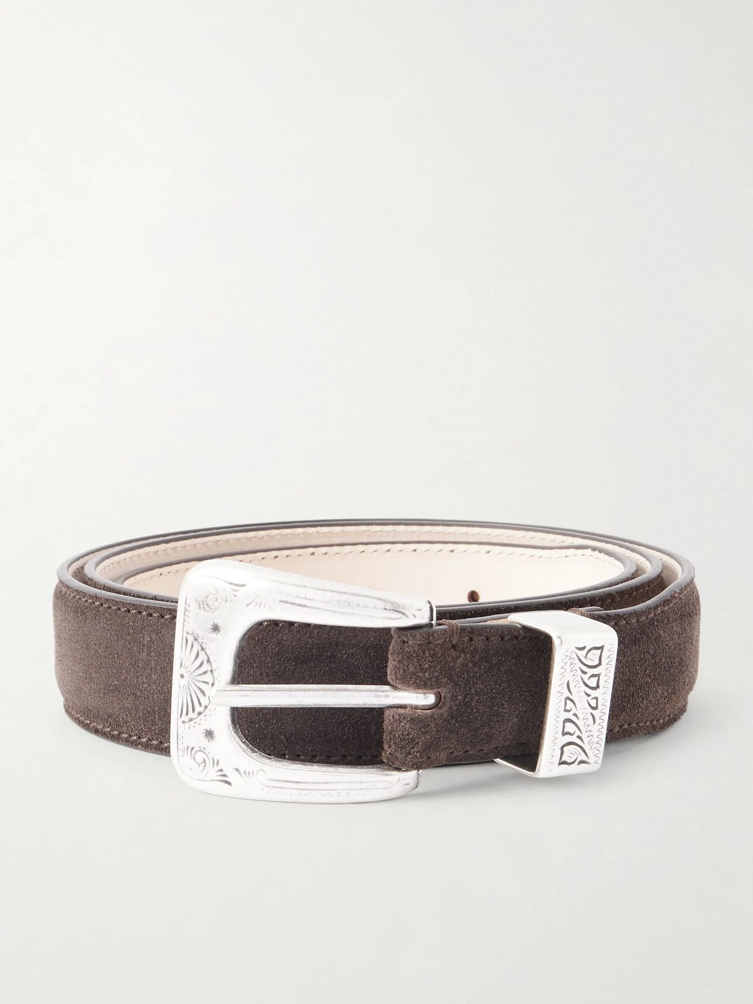 2.5cm Suede Belt Brown - 1