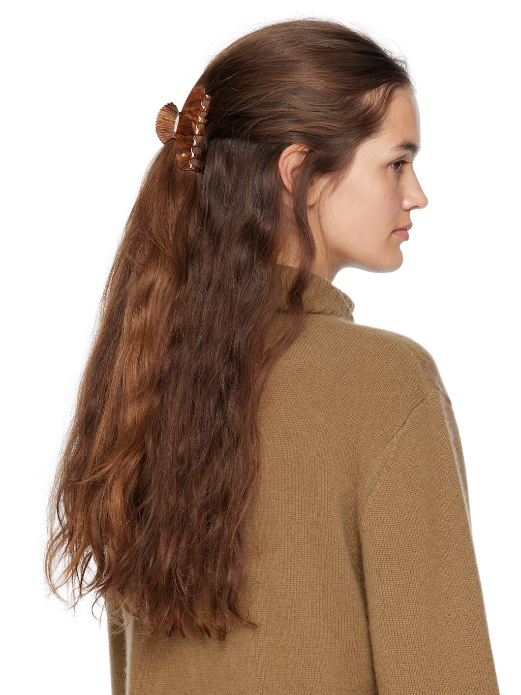 Brown Small Fan Shell Claw Hair Clip - 3