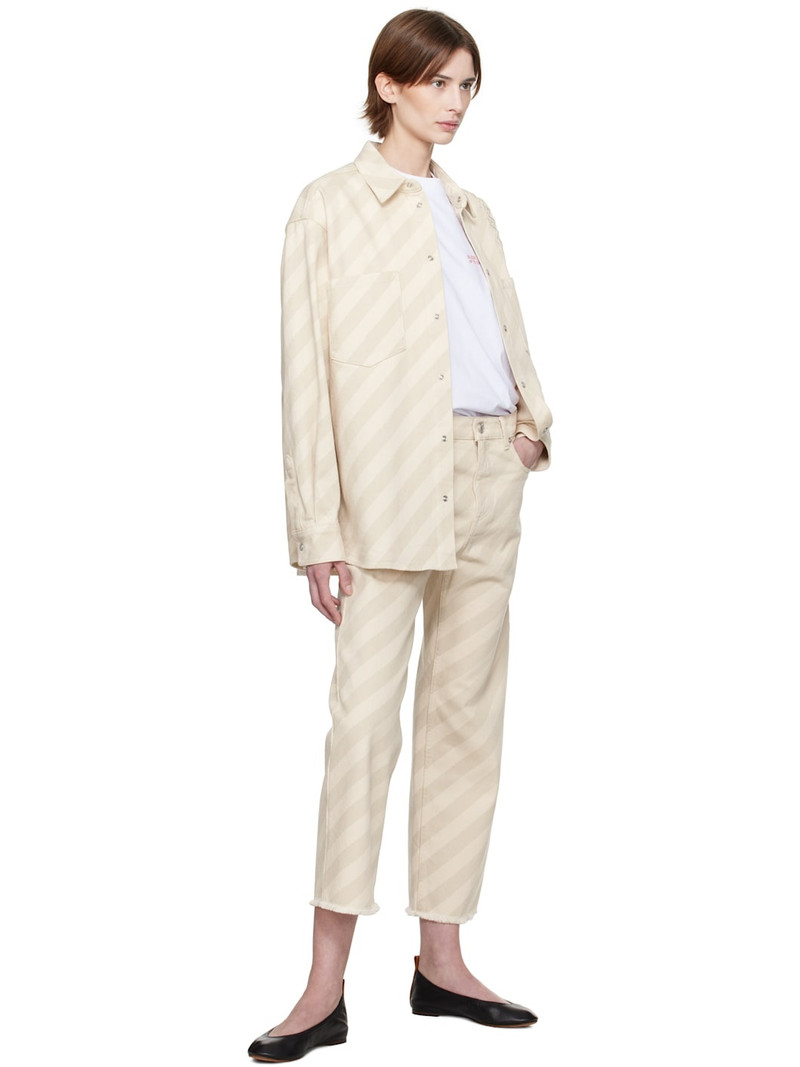 Beige Boxy Denim Shirt 5