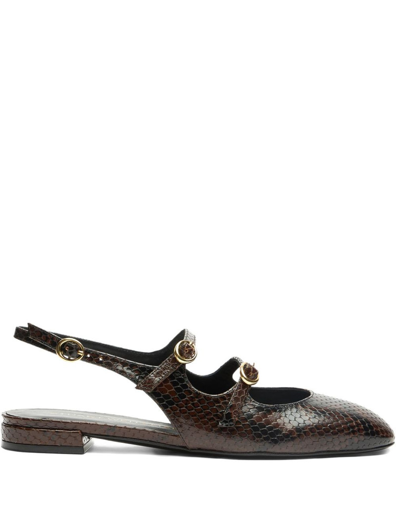 snakeskin slingback flat pumps 1
