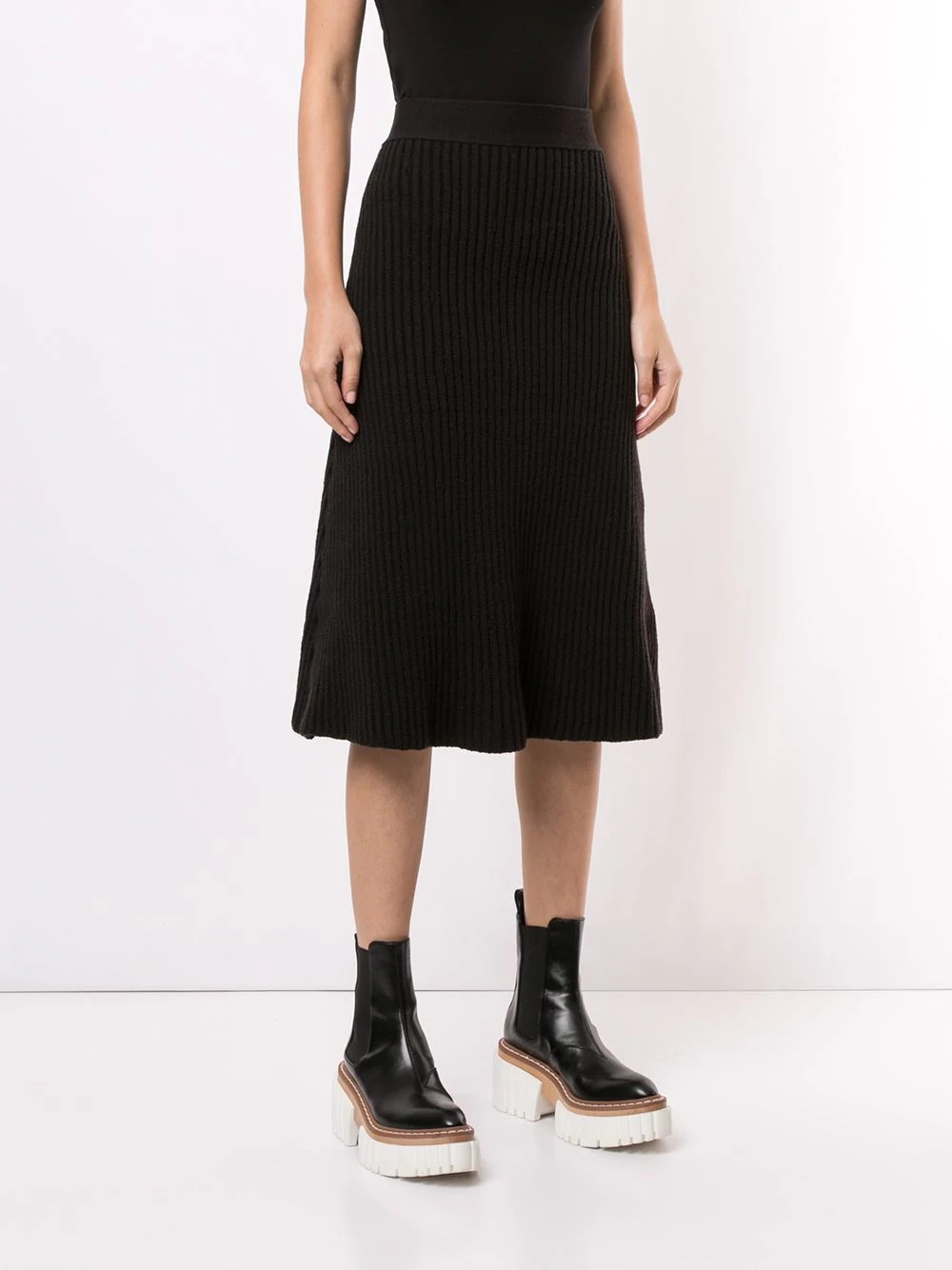 ribbed-knit midi skirt - 3