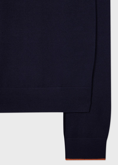 Paul Smith Navy Washable Wool Zip-Neck Sweater outlook