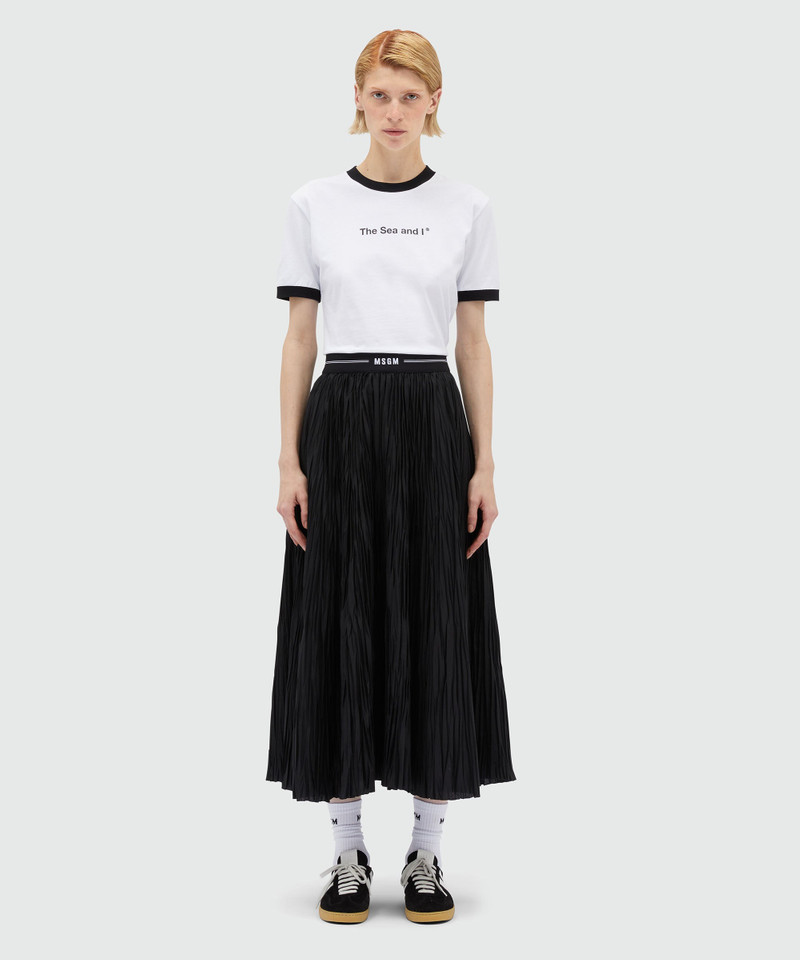 MSGM Wide pleated skirt with MSGM elastic outlook
