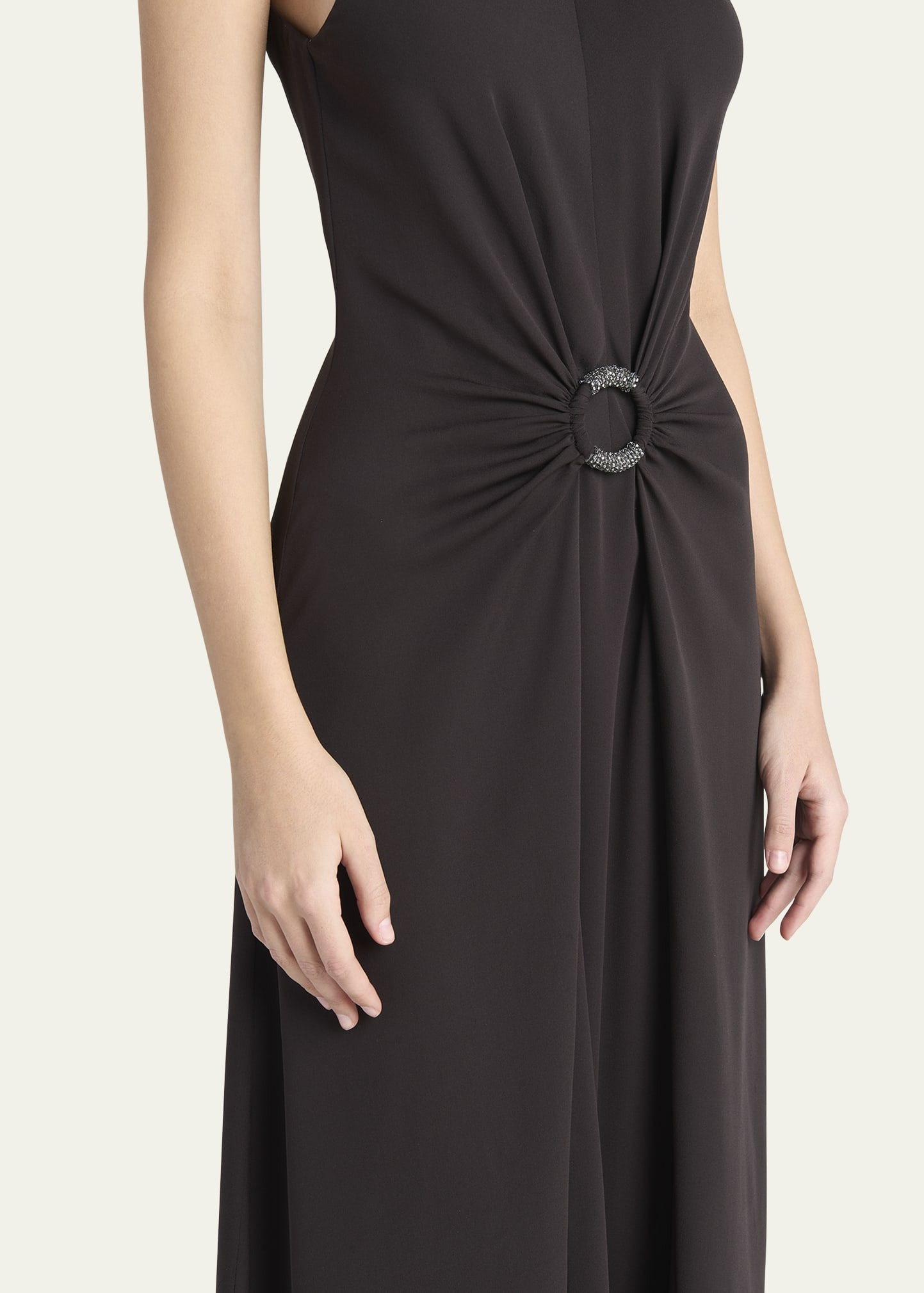 Beaded-Ring Silk Georgette Backless Gown - 5