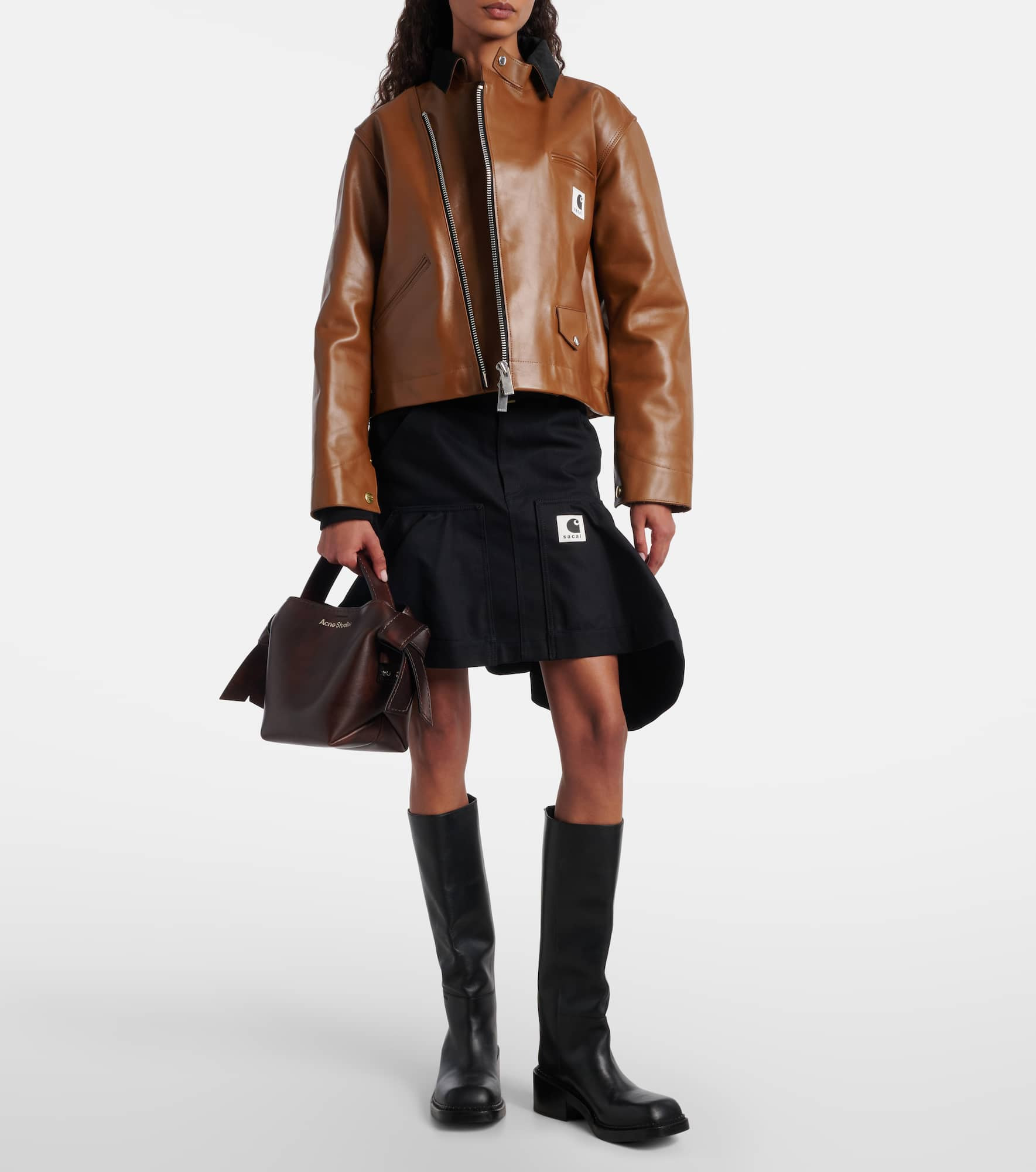 x Carhatt asymmetric leather jacket - 2
