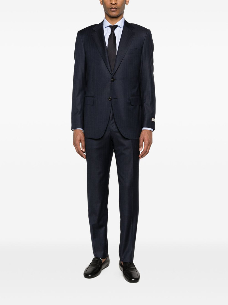 Canali herringbone buttoned suit outlook