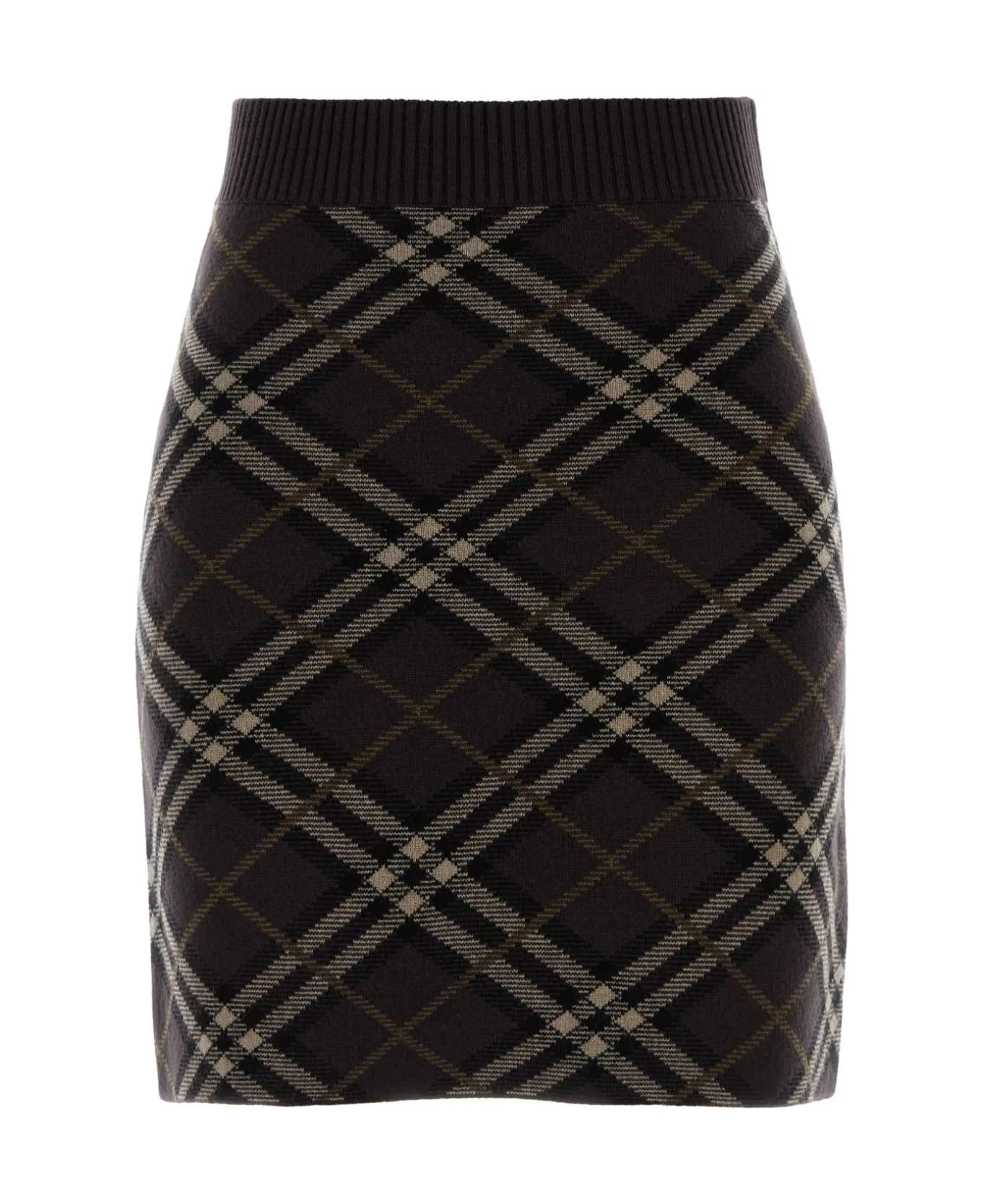 Embroidered Stretch Wool Blend Mini Skirt - 1