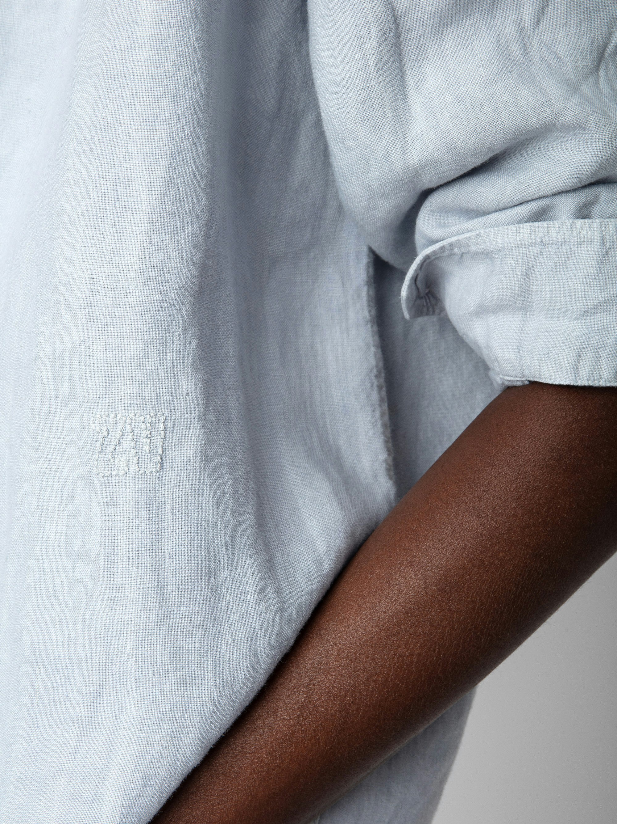 Stan Linen Band Collar Shirt - 5