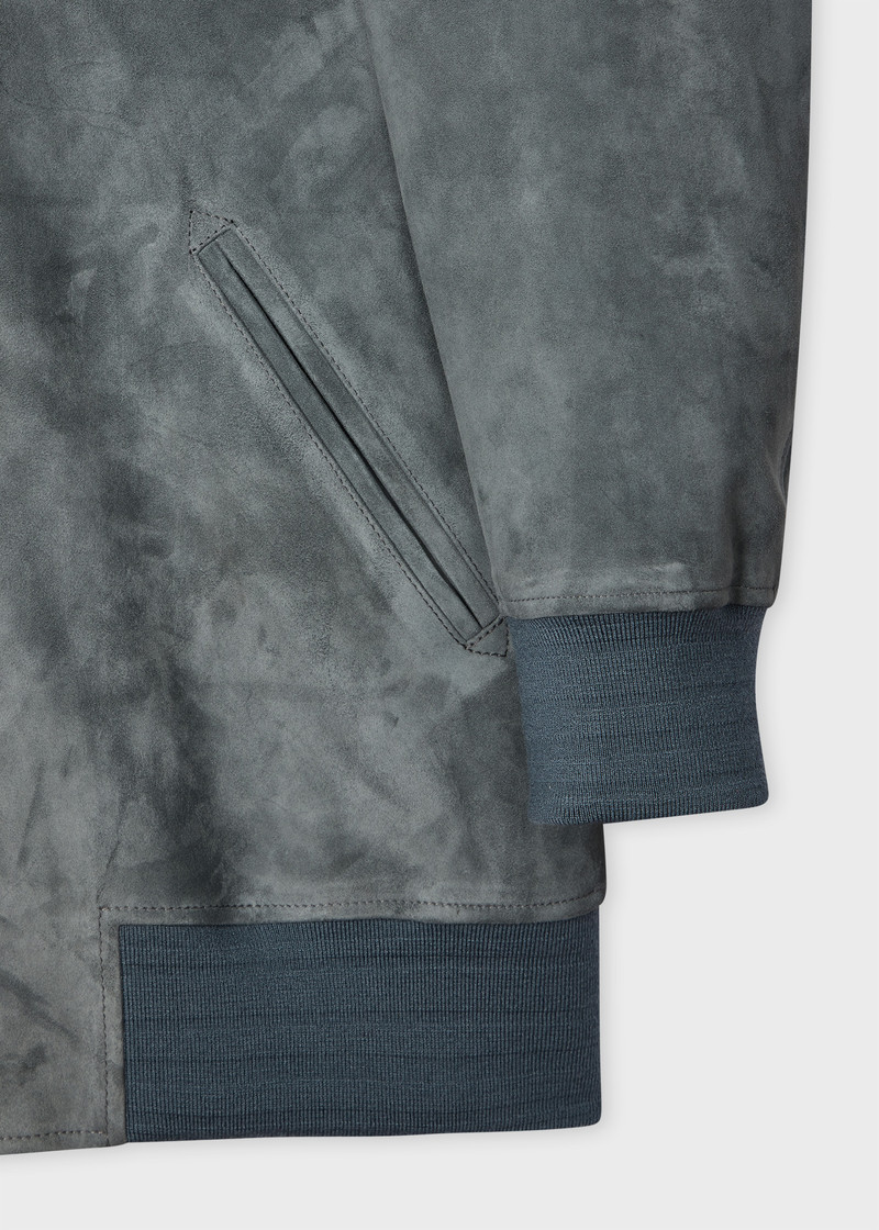Steel Blue Suede Bomber Jacket 3