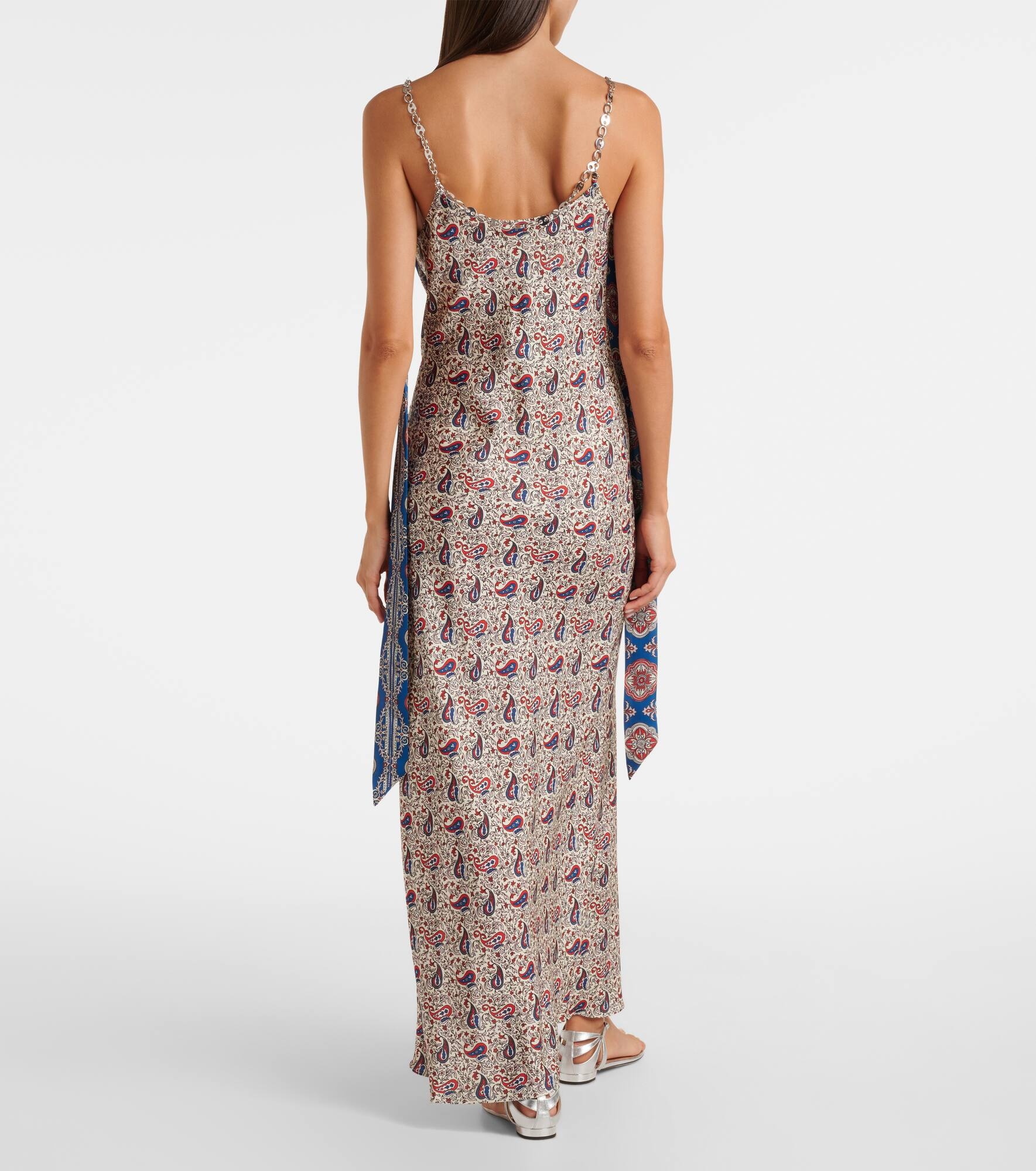Paisley scarf-detail satin slip dress - 3