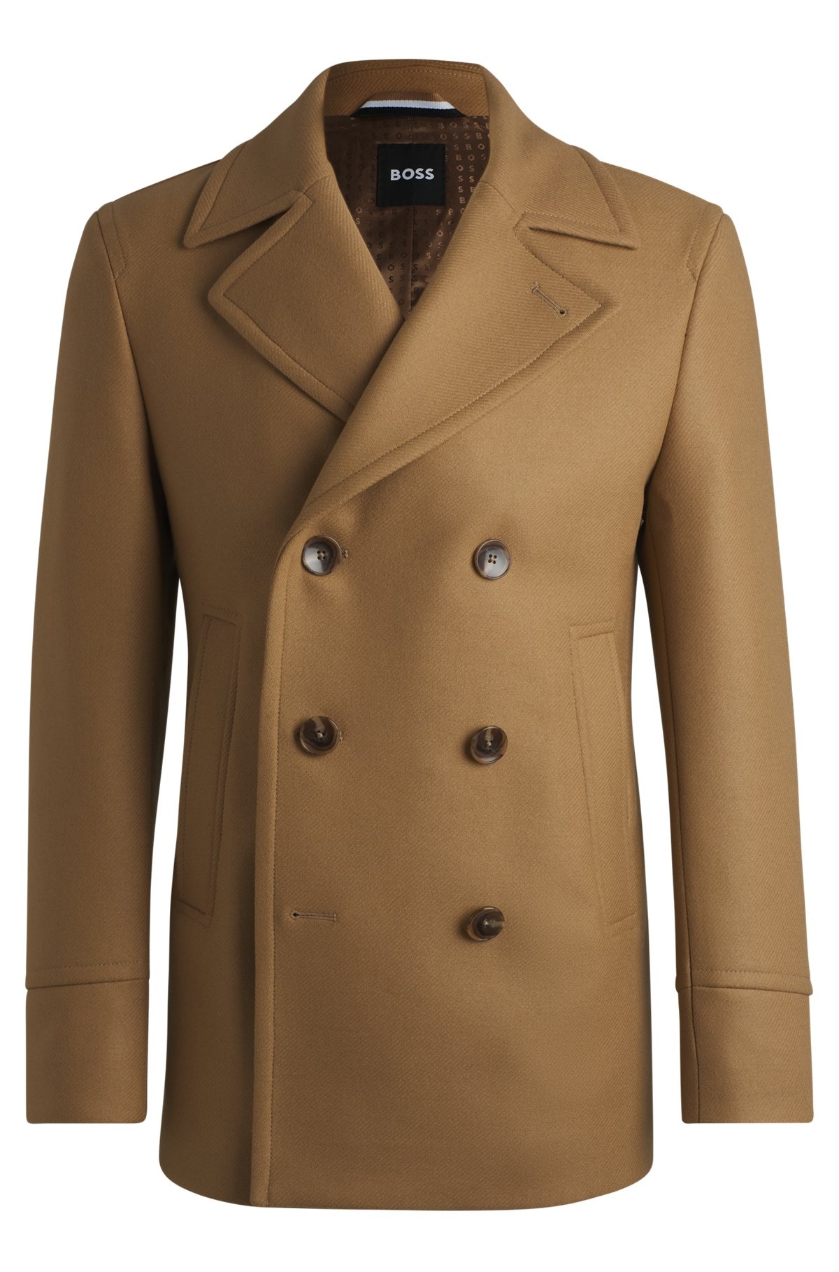 SLIM-FIT DOUBLE-BREASTED SHORT COAT IN WOOL - 1