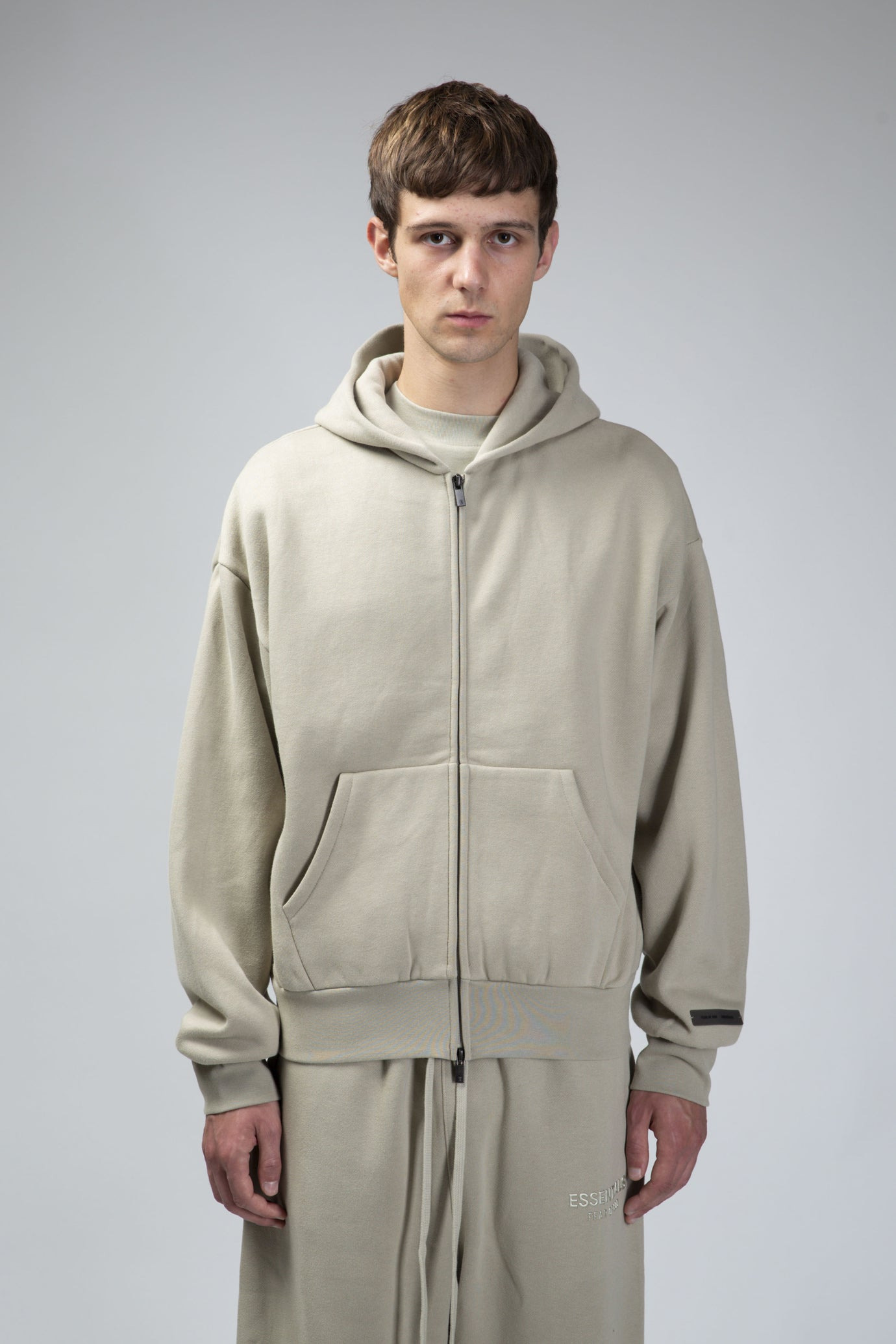 Classic Fit Fleece Zip-Up Hoodie Abbey Stone - 1