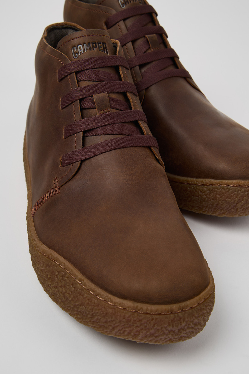 Brown Nubuck Ankle Boots for Men. 2