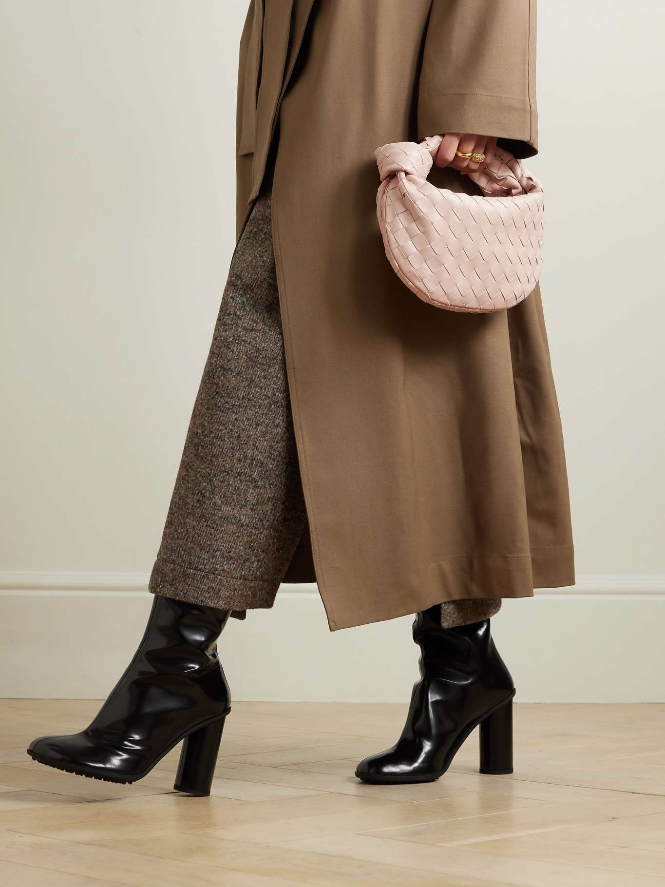 Jodie mini knotted intrecciato leather tote - 2