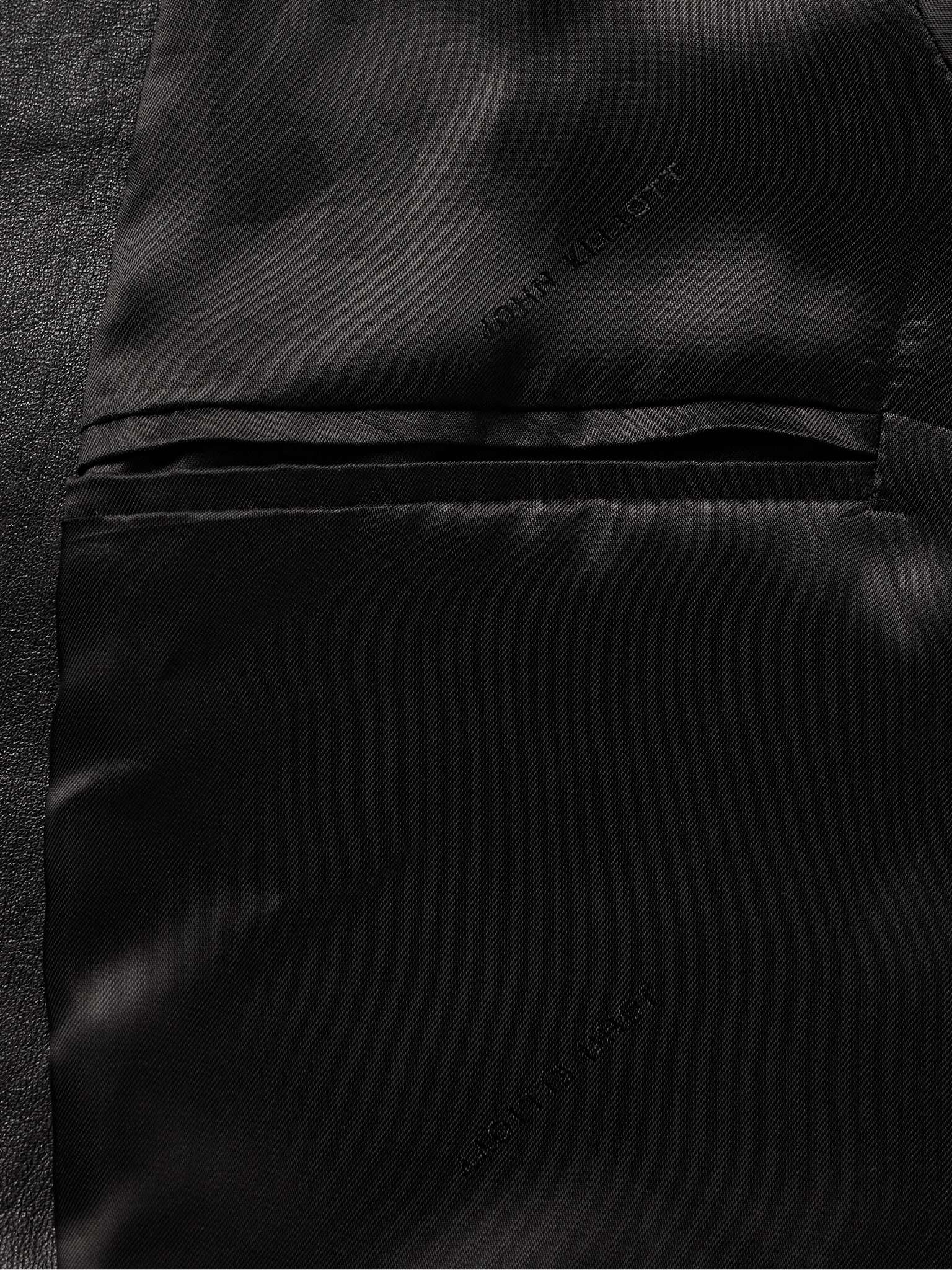 Double-Breasted Leather Blazer - 6