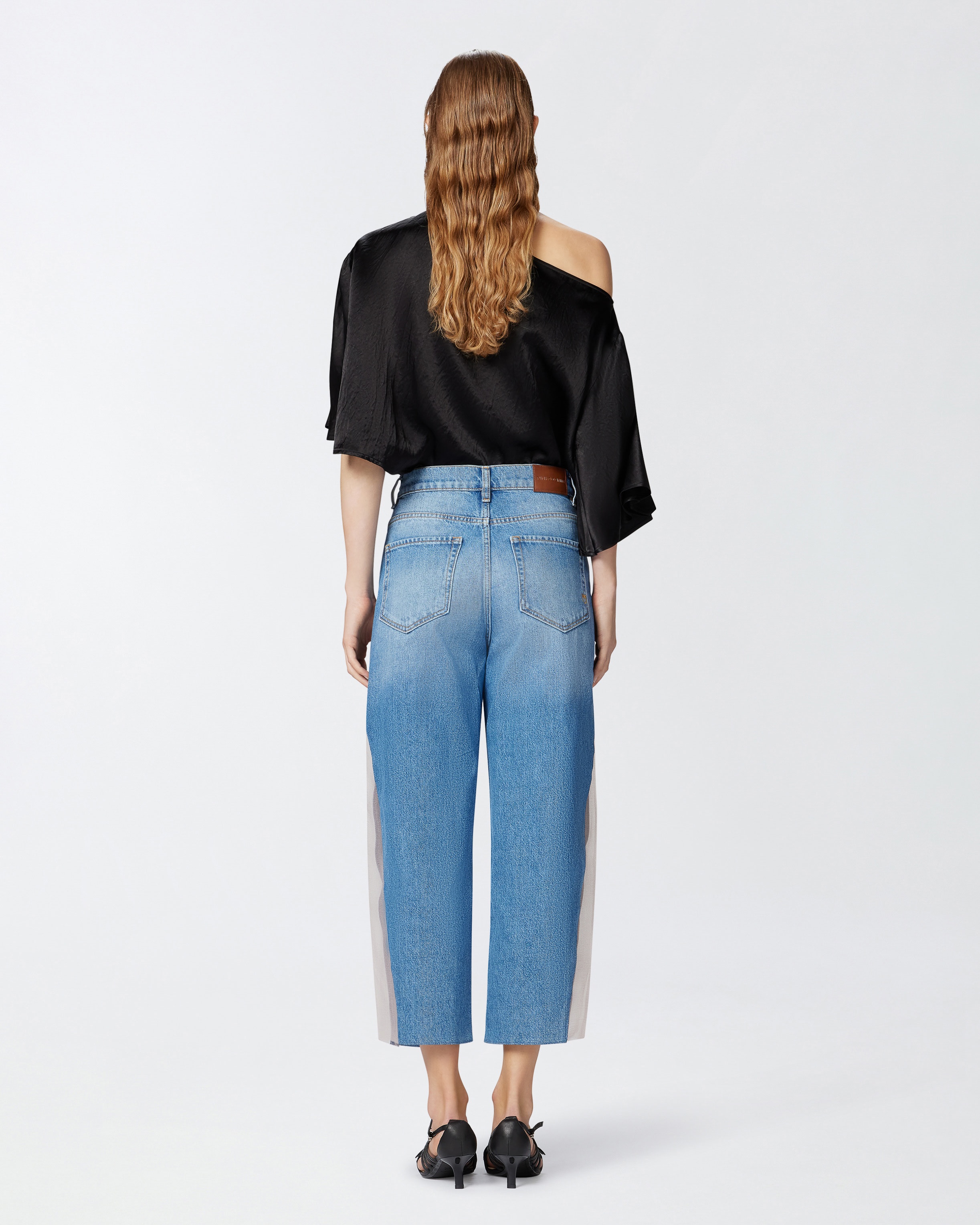 MOM-FIT JEANS WITH TRANSPARENT ORGANZA INSERTS - 4