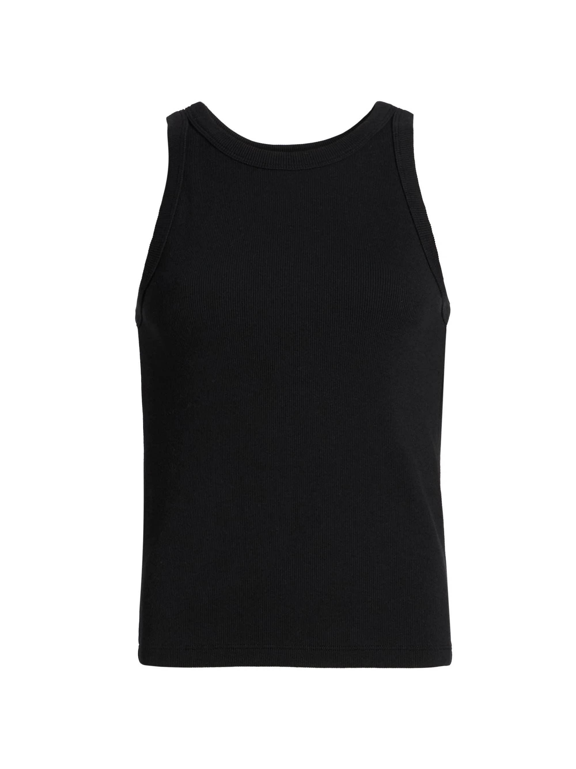 Women's Rib-Knit Cotton Tank - Black - 1
