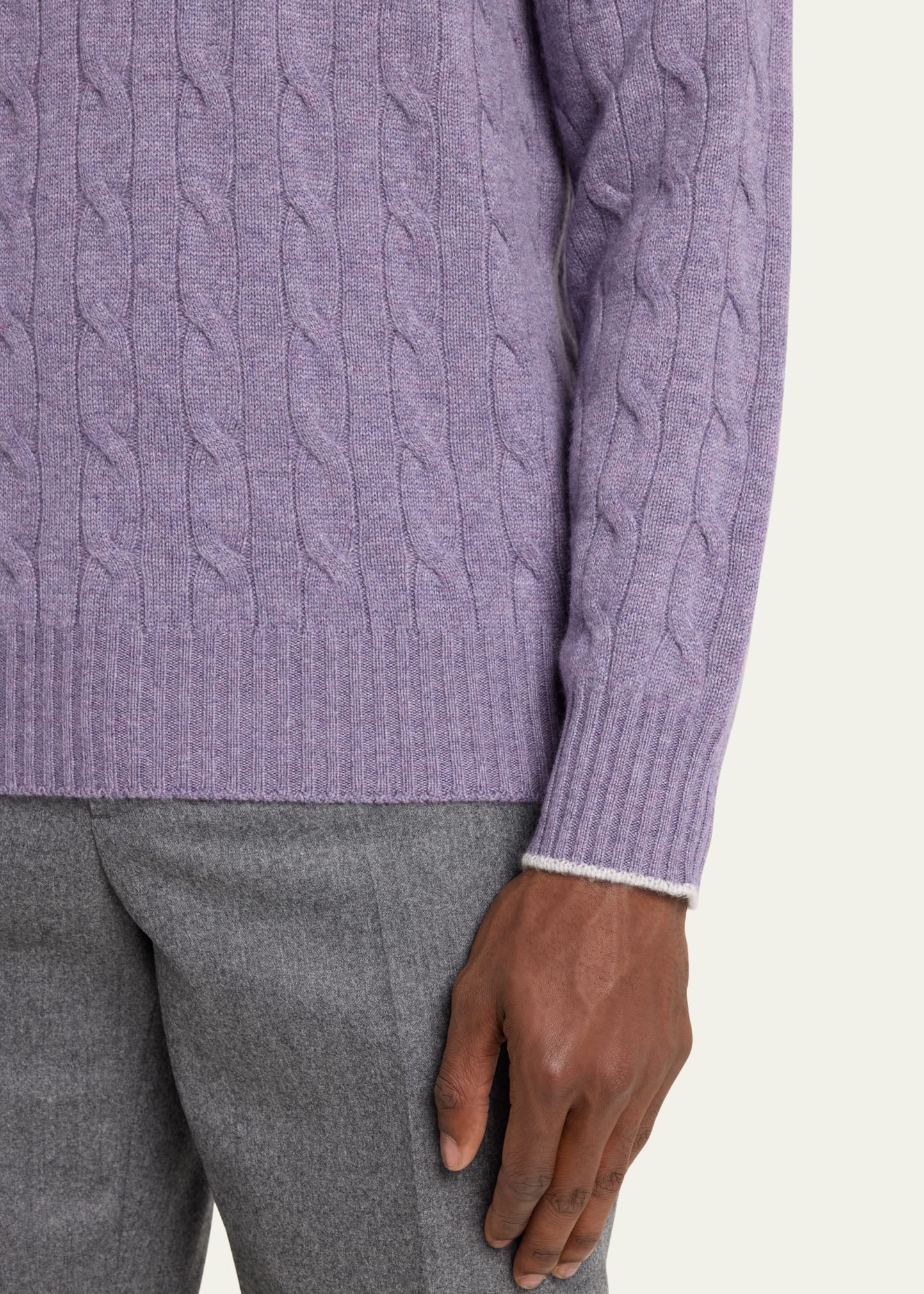 Men's Cashmere Cable Knit Crewneck Sweater - 5
