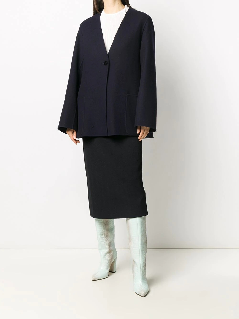 layered cashmere pea coat - 6