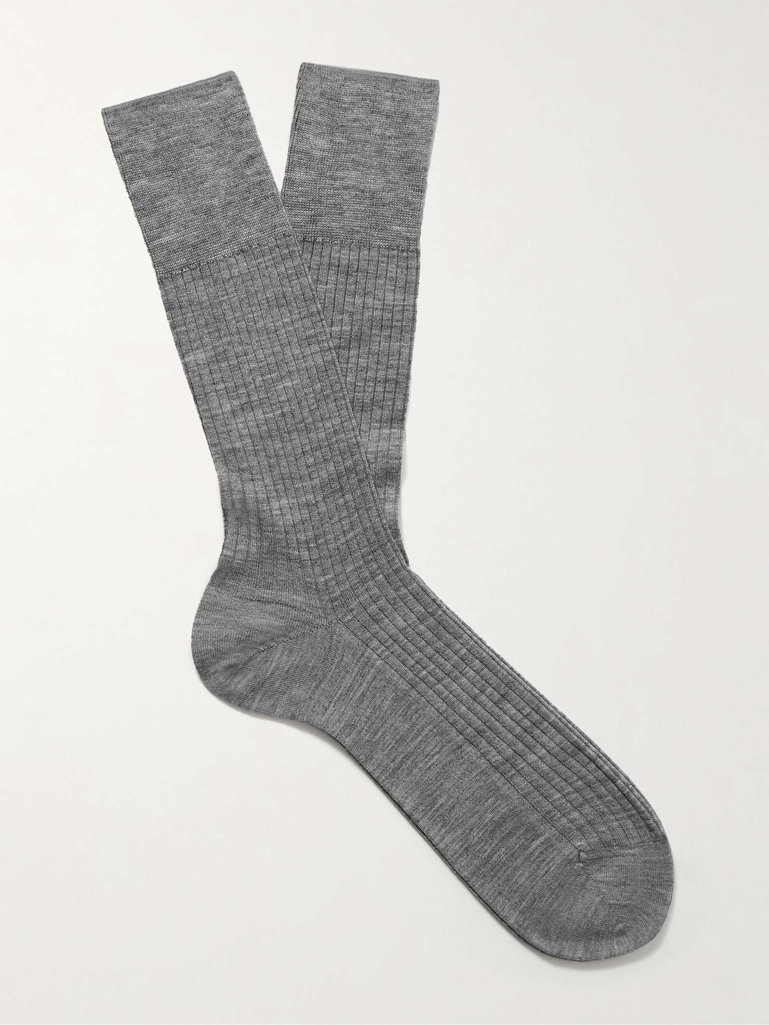 No 7 Ribbed Merino Wool-Blend Socks - 1