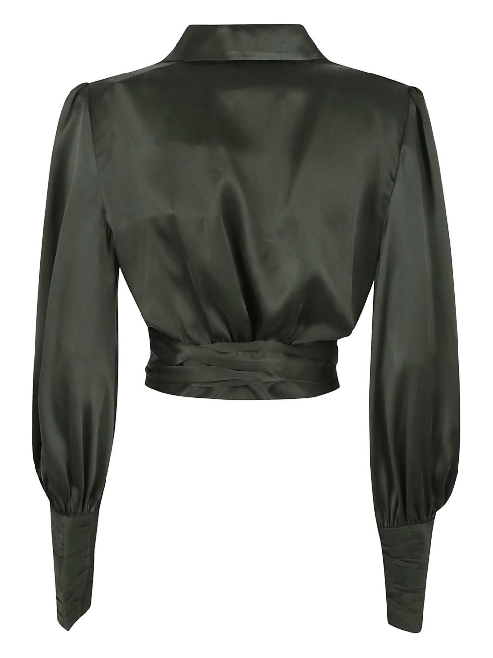 wrap-effect puff-sleeve top - 2