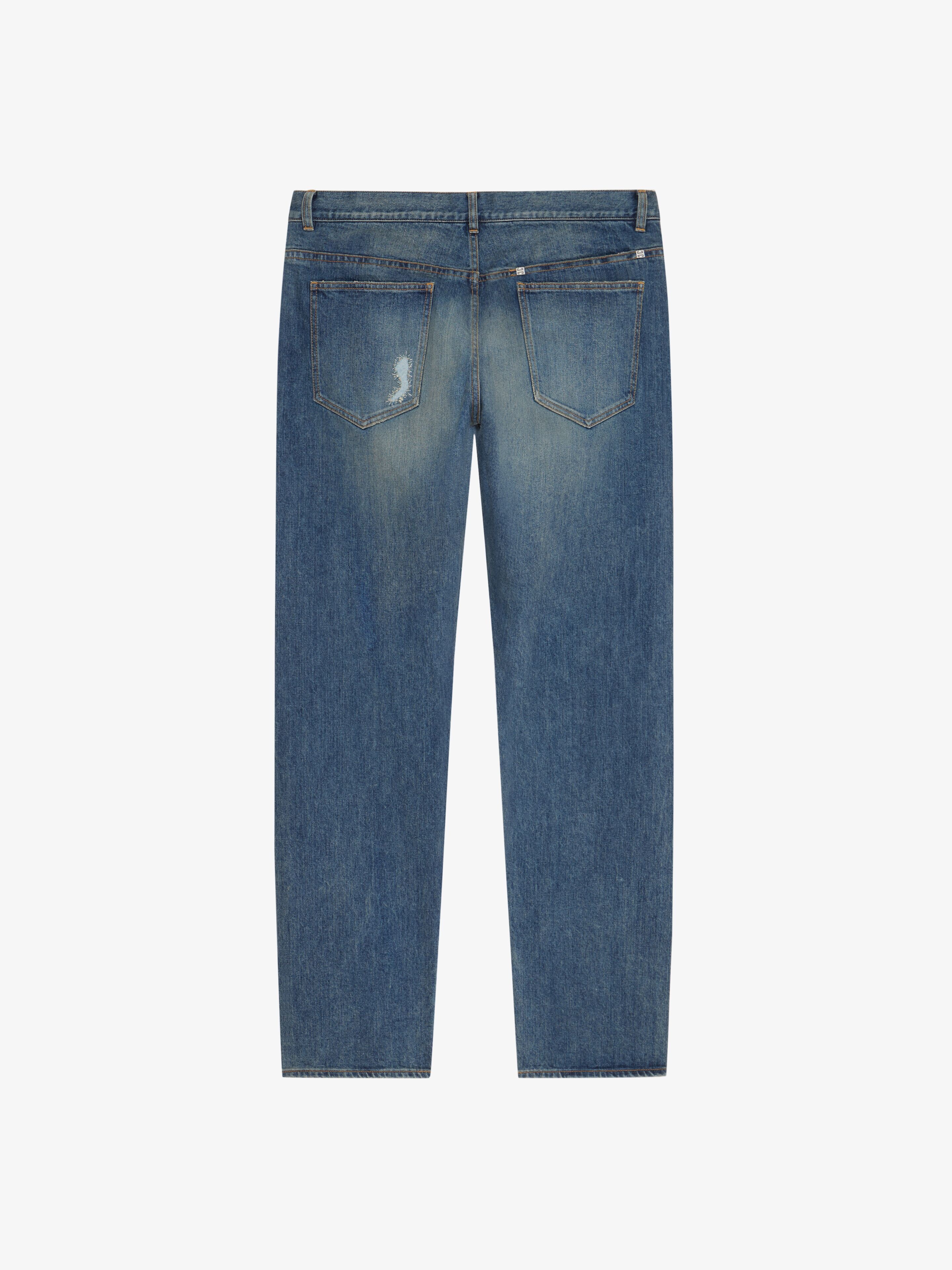 STRAIGHT FIT JEANS IN VINTAGE DESTROYED DENIM - 2