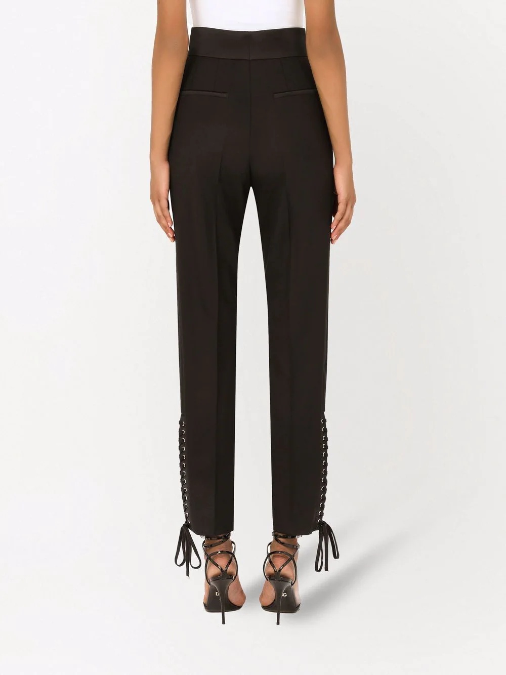 lace-up high-waist trousers - 4