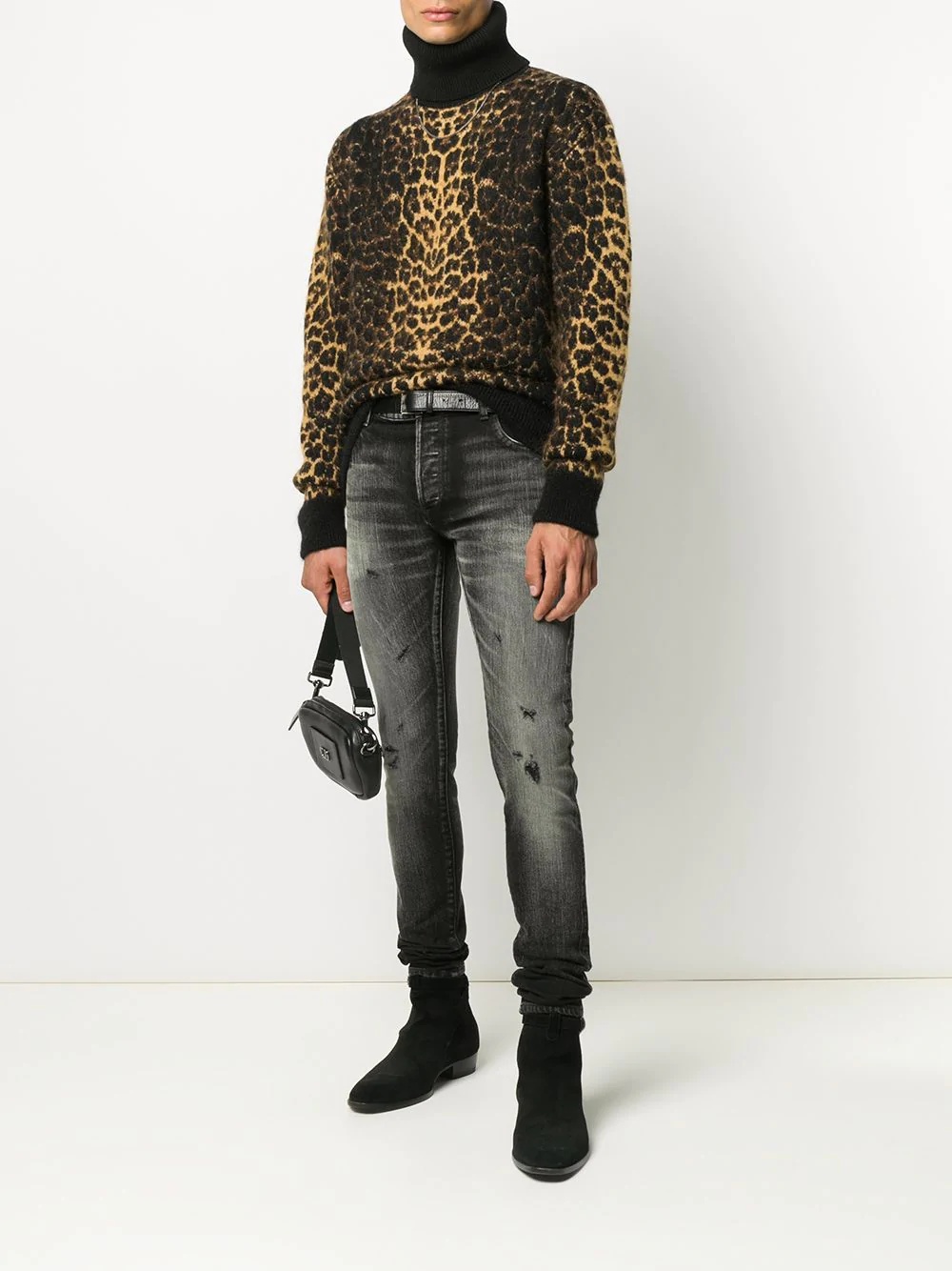 leopard-print roll-neck jumper - 2