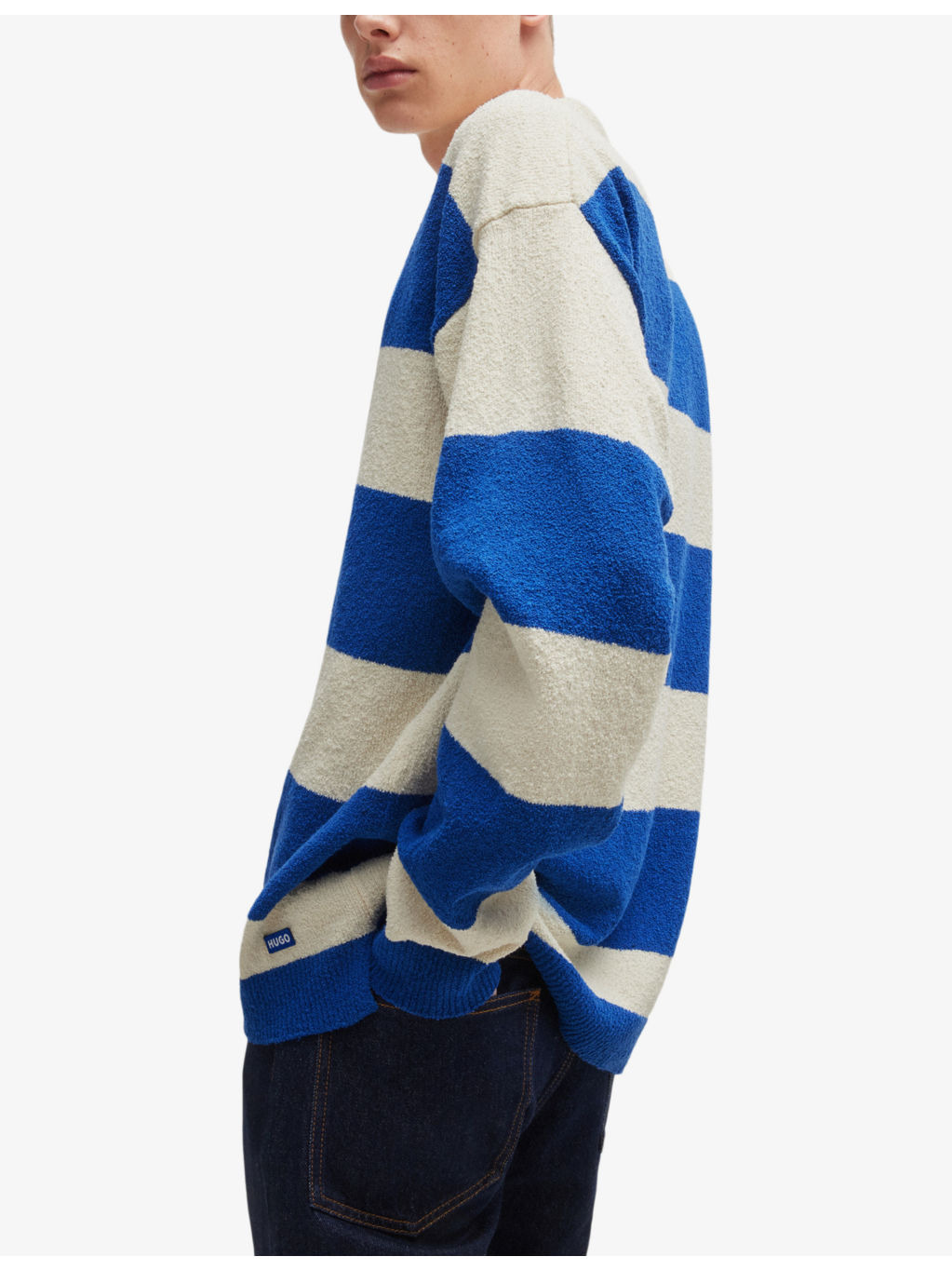 Relaxed-fit striped stretch recycled-cotton rugby polo - 4