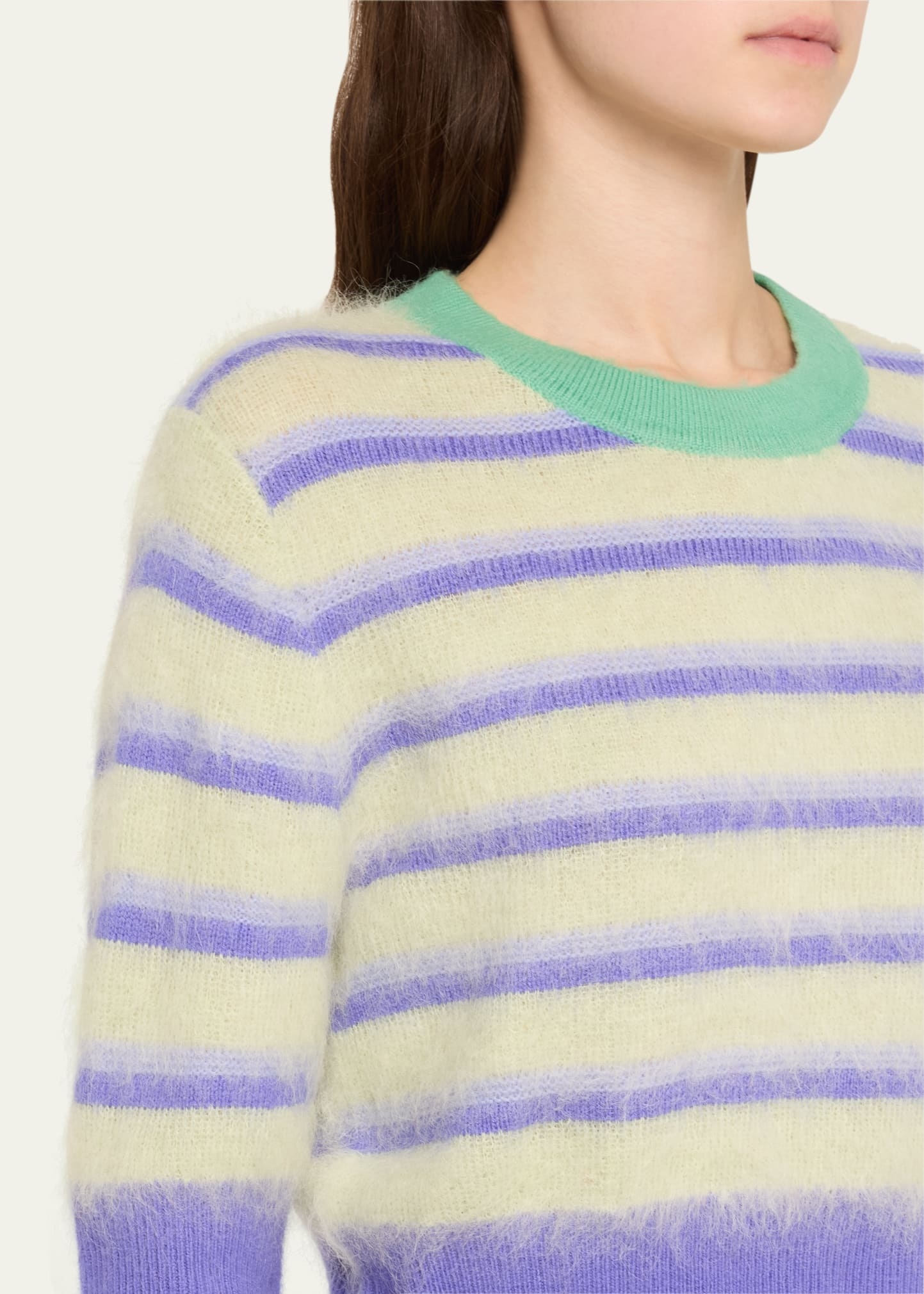 Stripe Cropped Mohair Wool Ringer Tee - 5