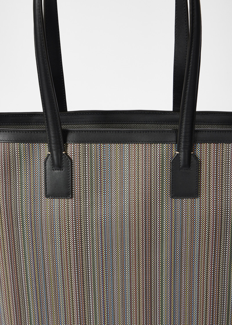 'Signature Stripe' Coated Canvas Tote Bag 6