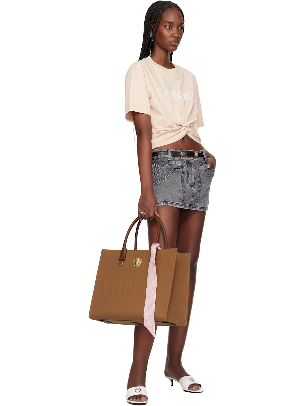 Beige 1978 Re-Edition Logo Safety Pin Crop T-shirt - 4