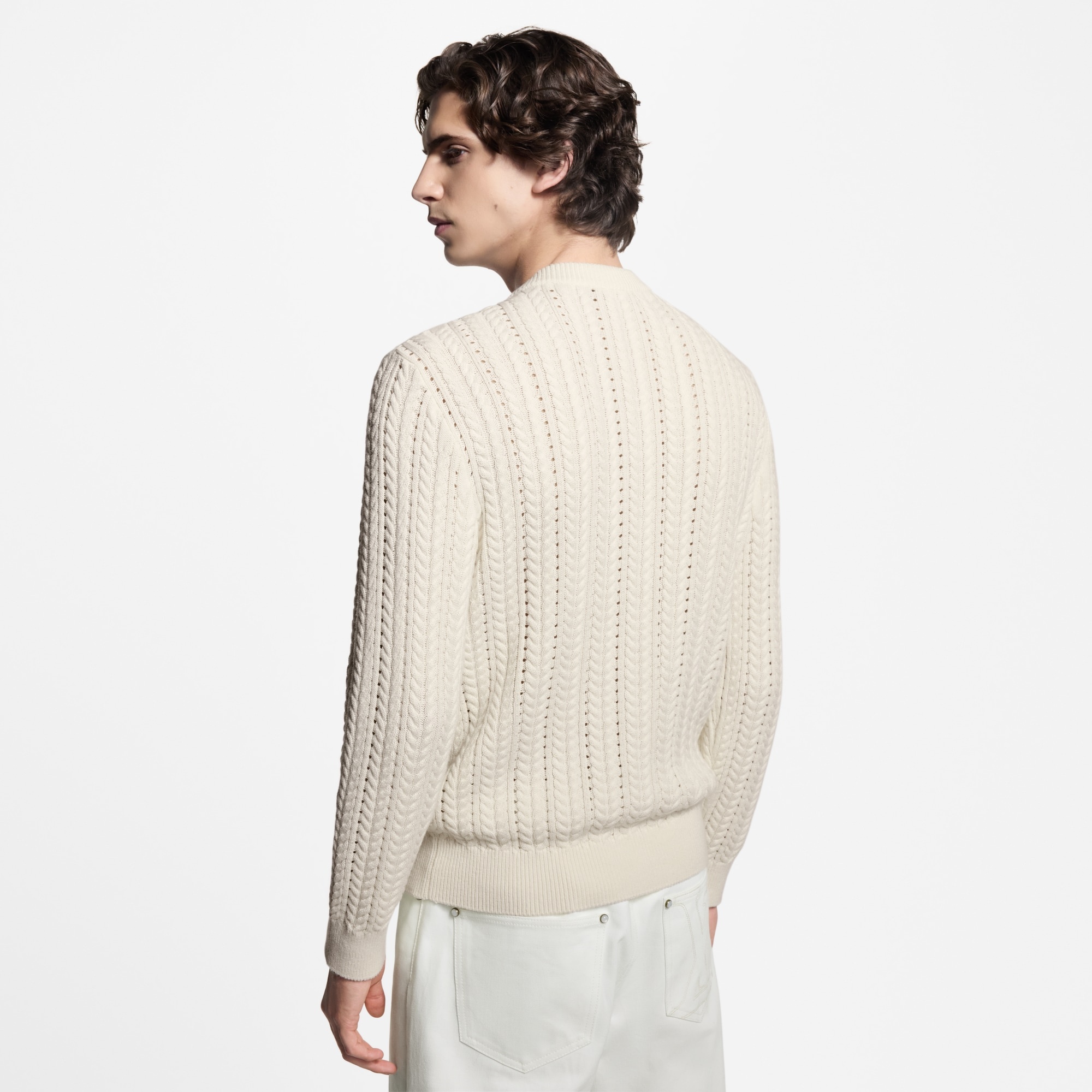 Long-Sleeved Cable-Knit Crewneck - 5