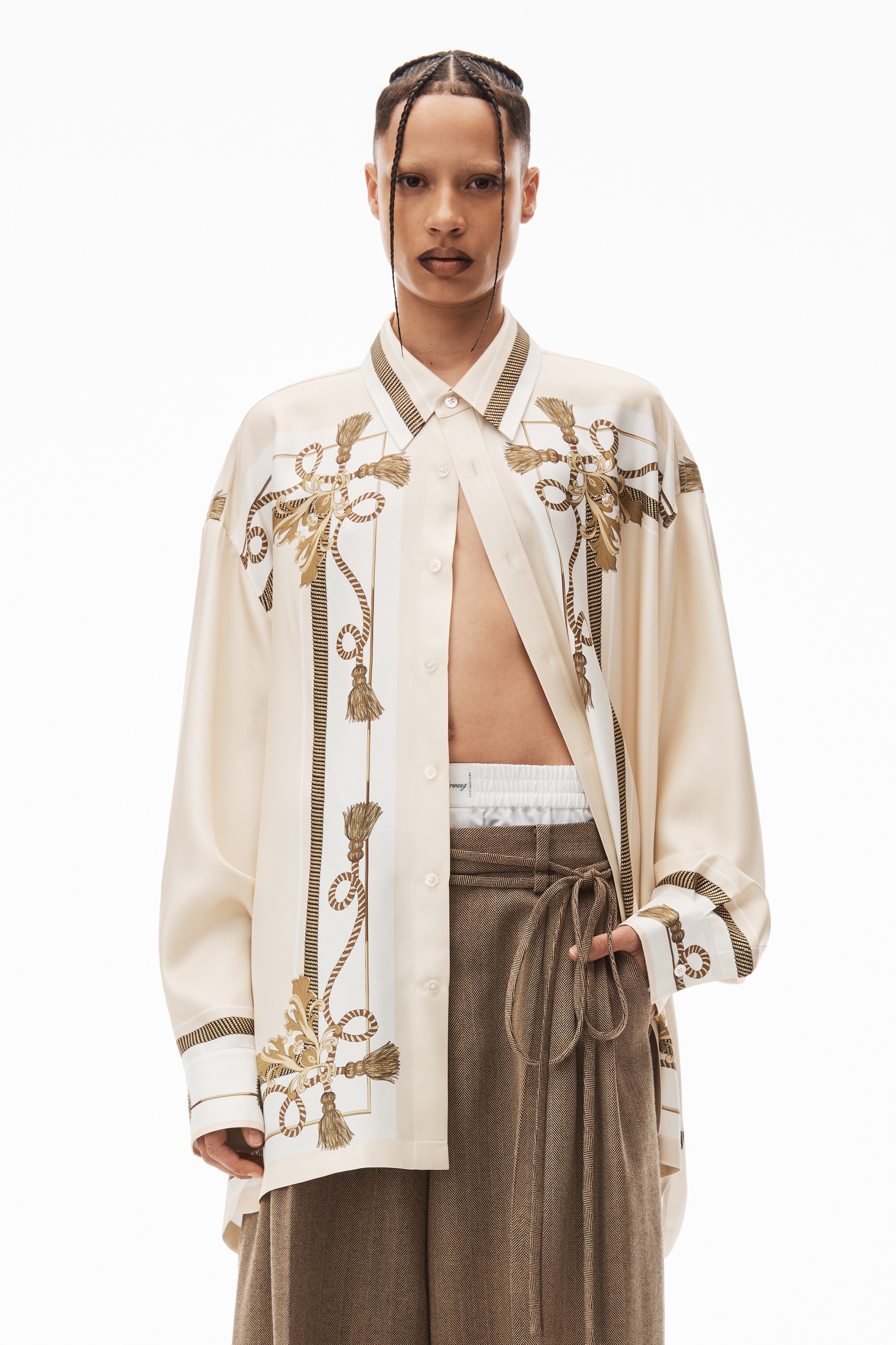 baroque button down in silk twill - 2