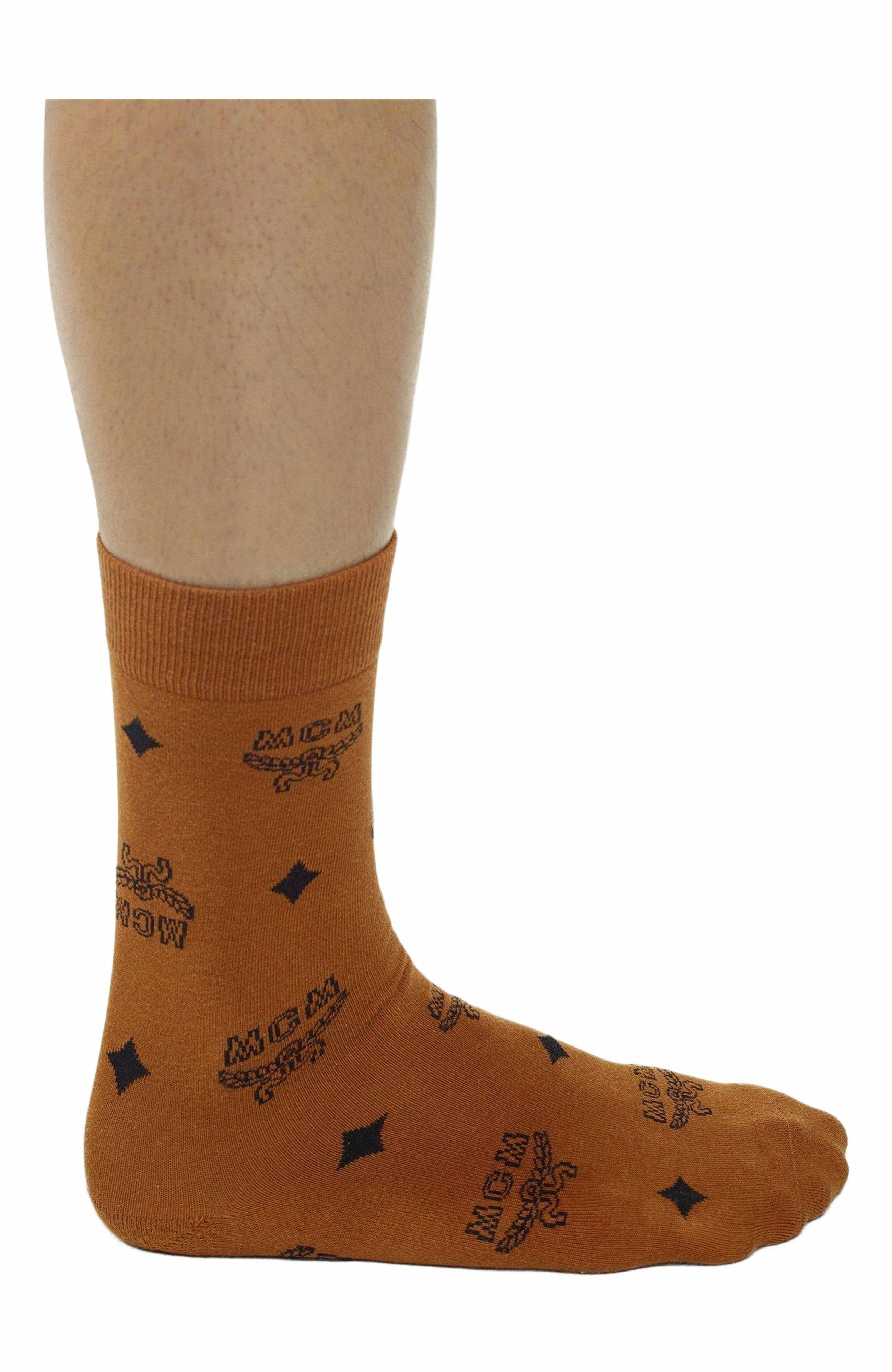 MCM Monogram Knit Socks in Cognac at Nordstrom - 6