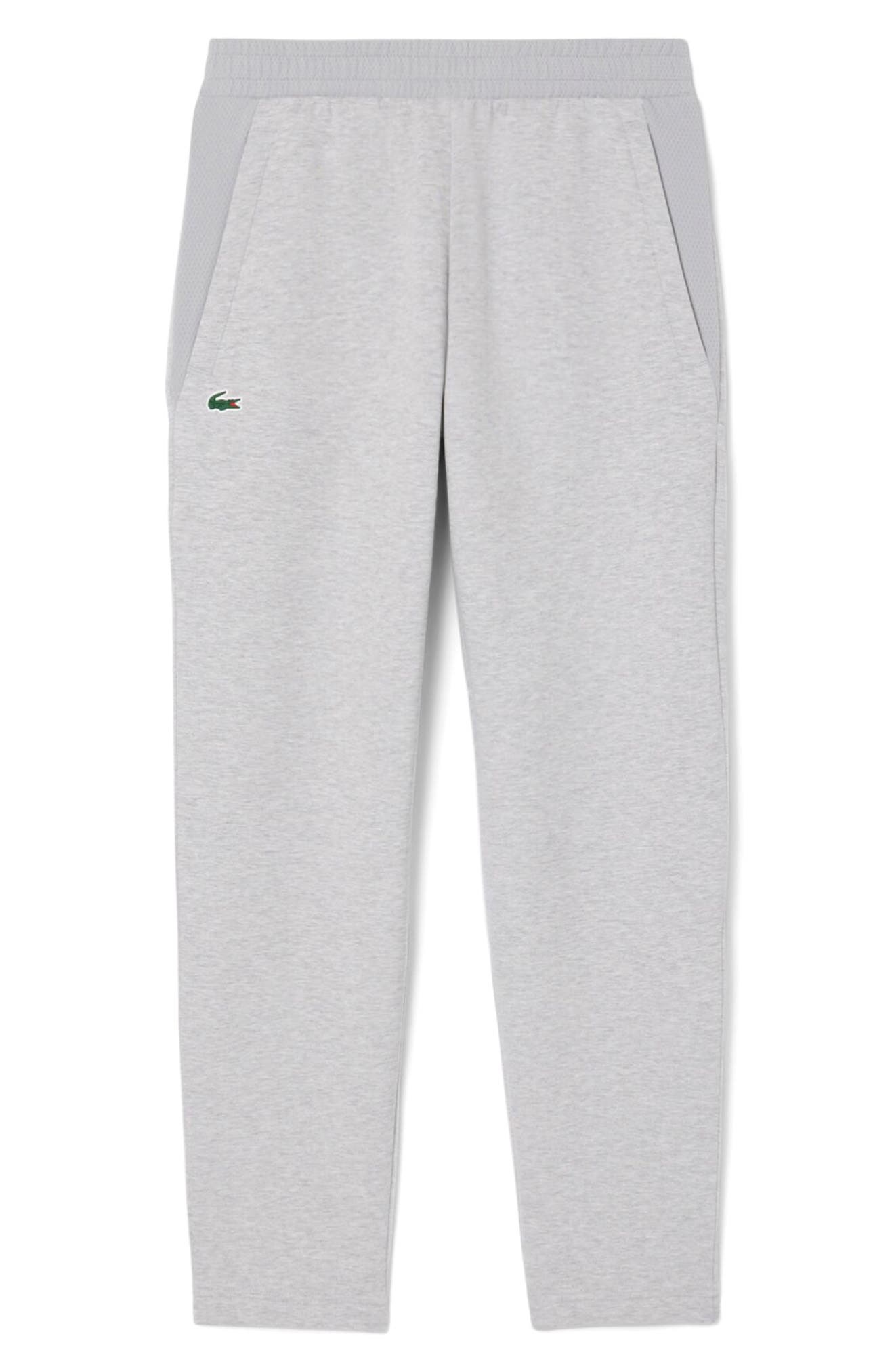Lacoste Mesh Panel Tapered Track Pants in Grey Chine/Light Grey at Nordstrom - 4