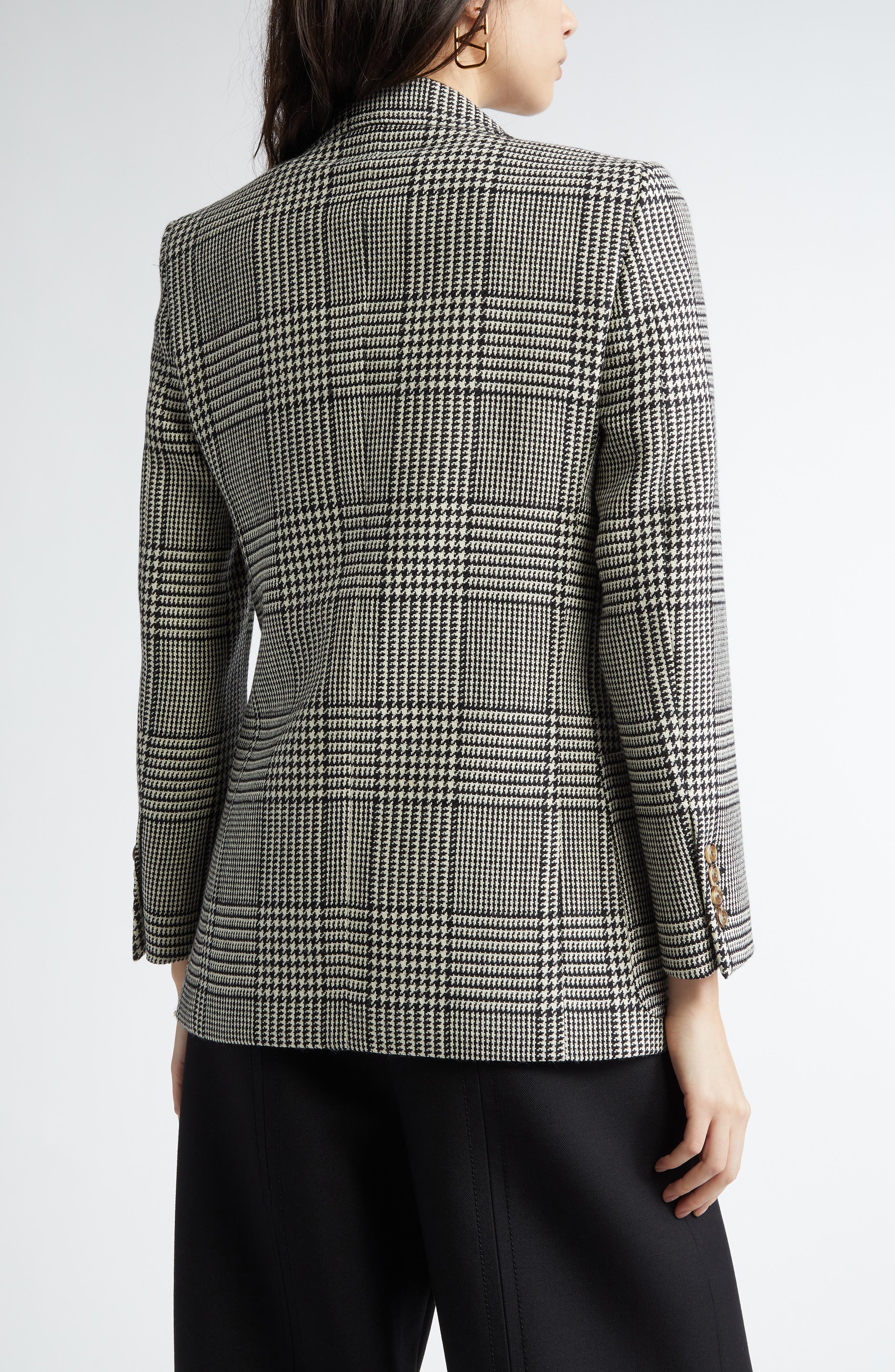 Valentino Garavani Glen Plaid Double Breasted Wool Blazer in Avorio/nero at Nordstrom - 3