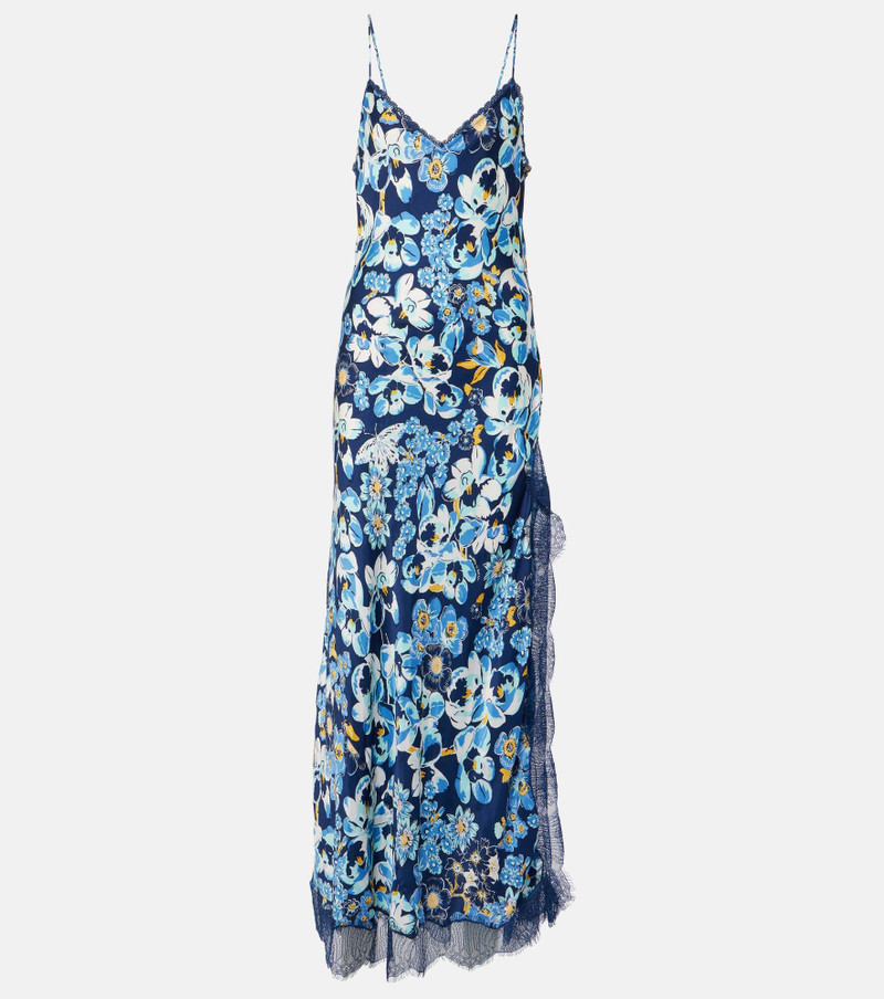 Floral lace-trimmed slip dress - 1