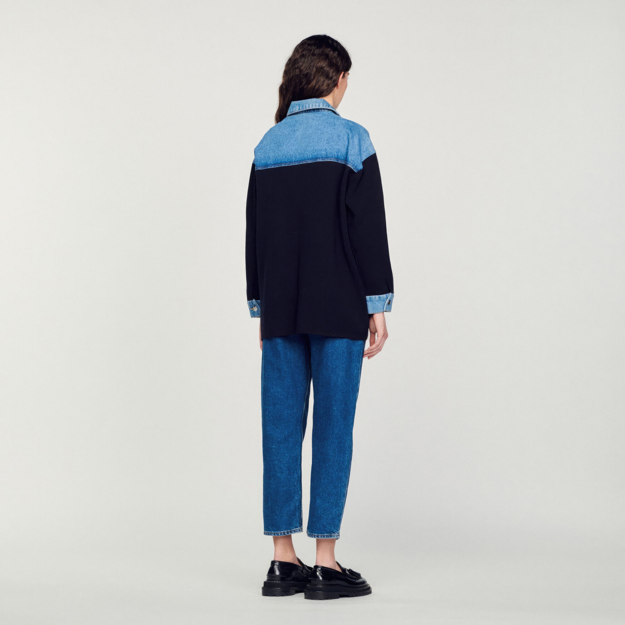 DUAL MATERIAL JACKET STYLE CARDI-COAT - 6